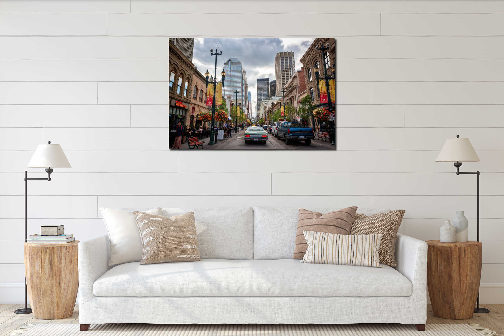 Canvas hanging interior mockup