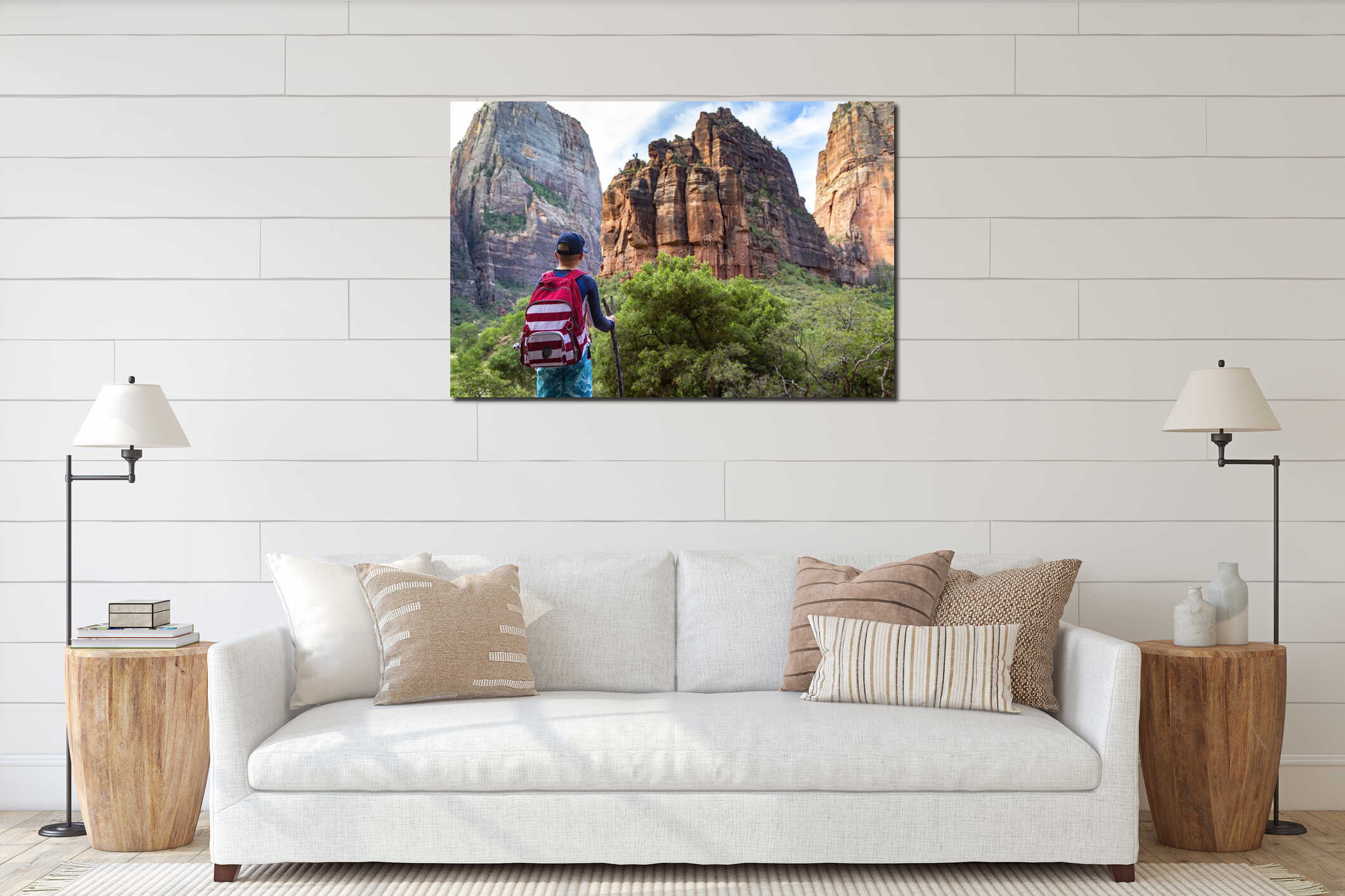 Canvas hanging interior mockup