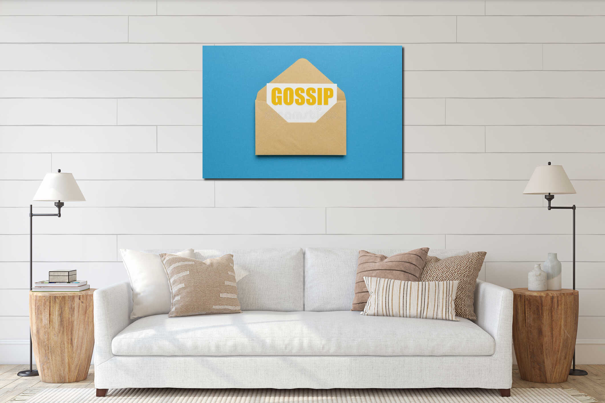 Canvas hanging interior mockup