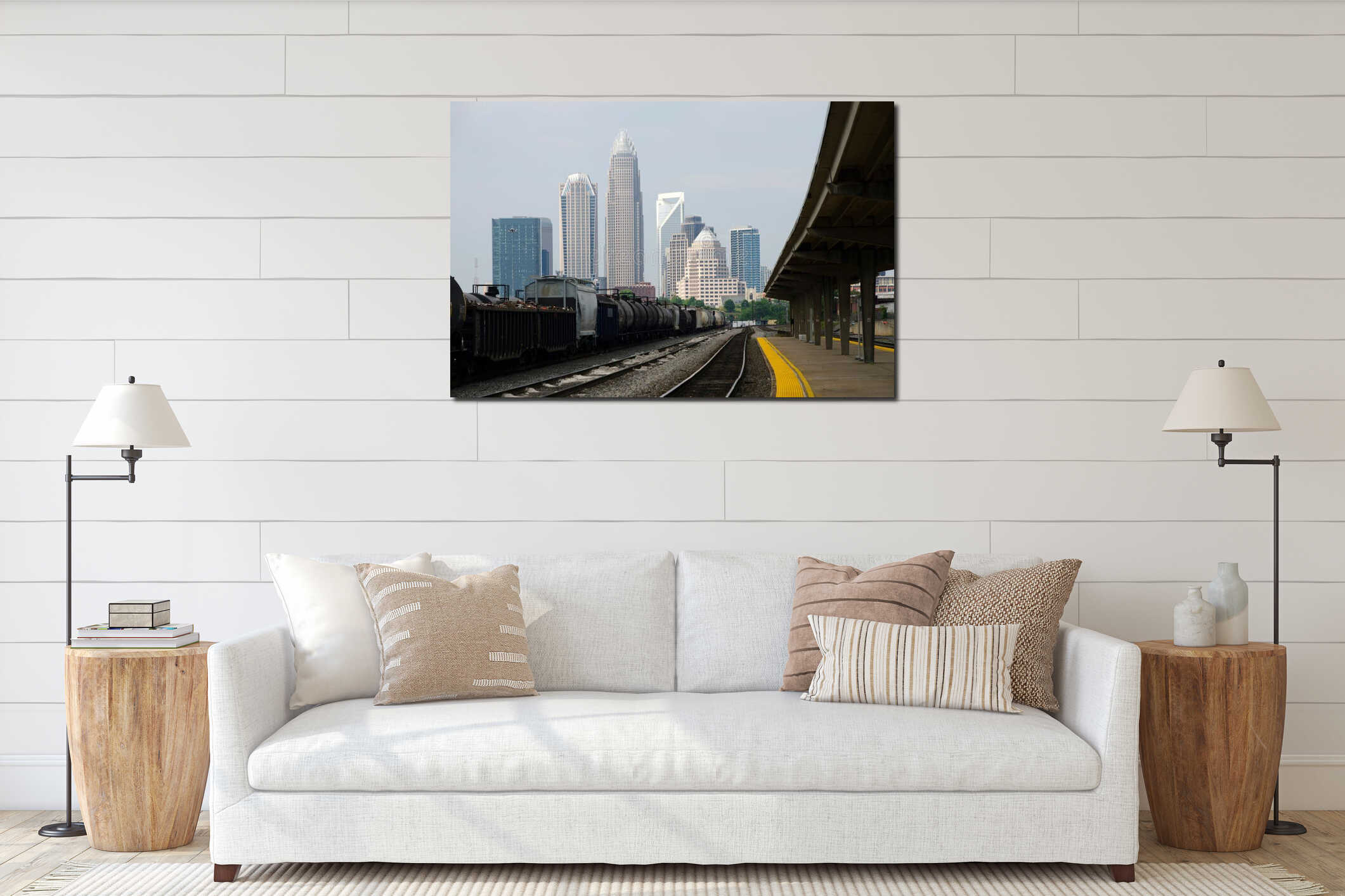 Canvas hanging interior mockup