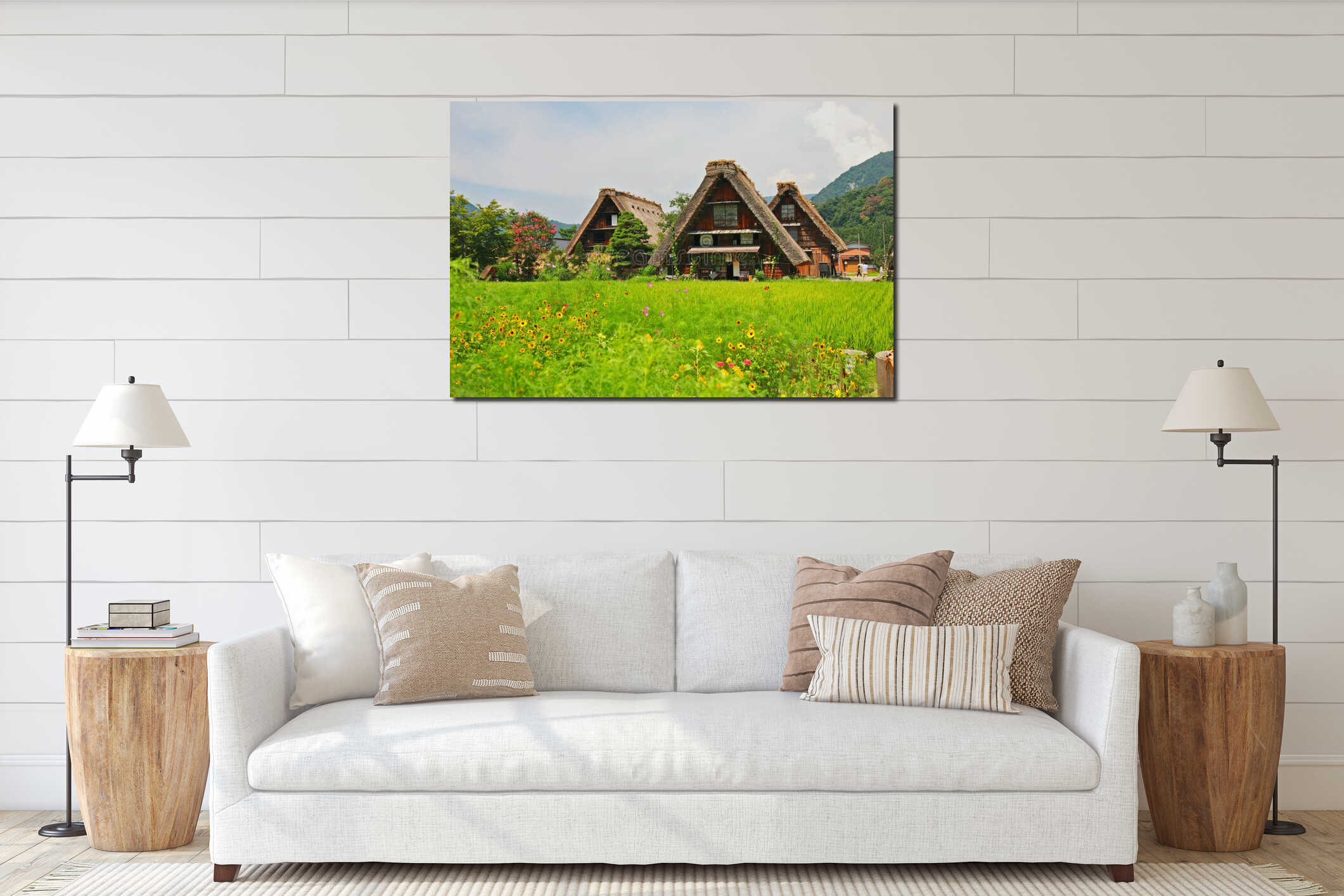 Canvas hanging interior mockup