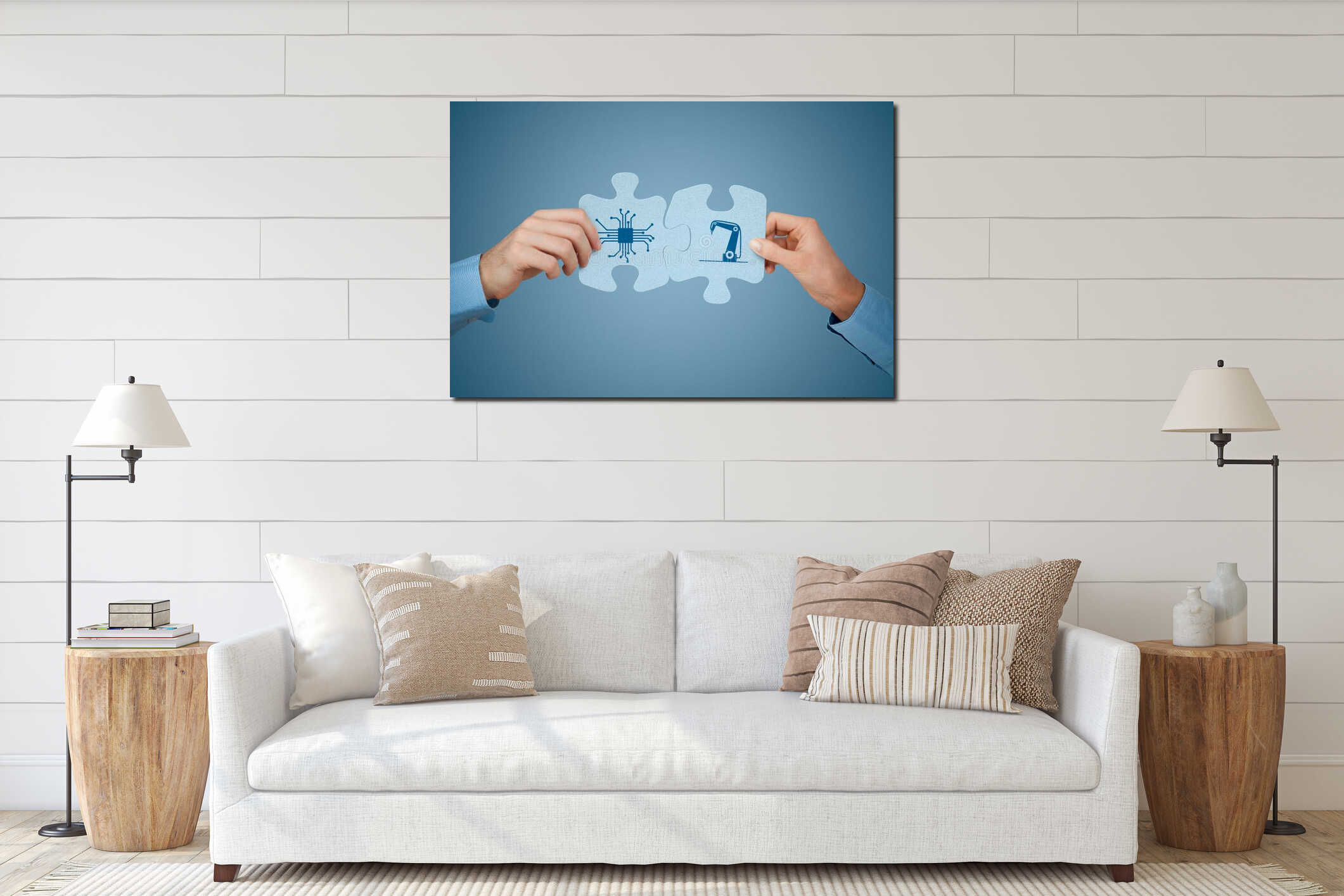 Canvas hanging interior mockup