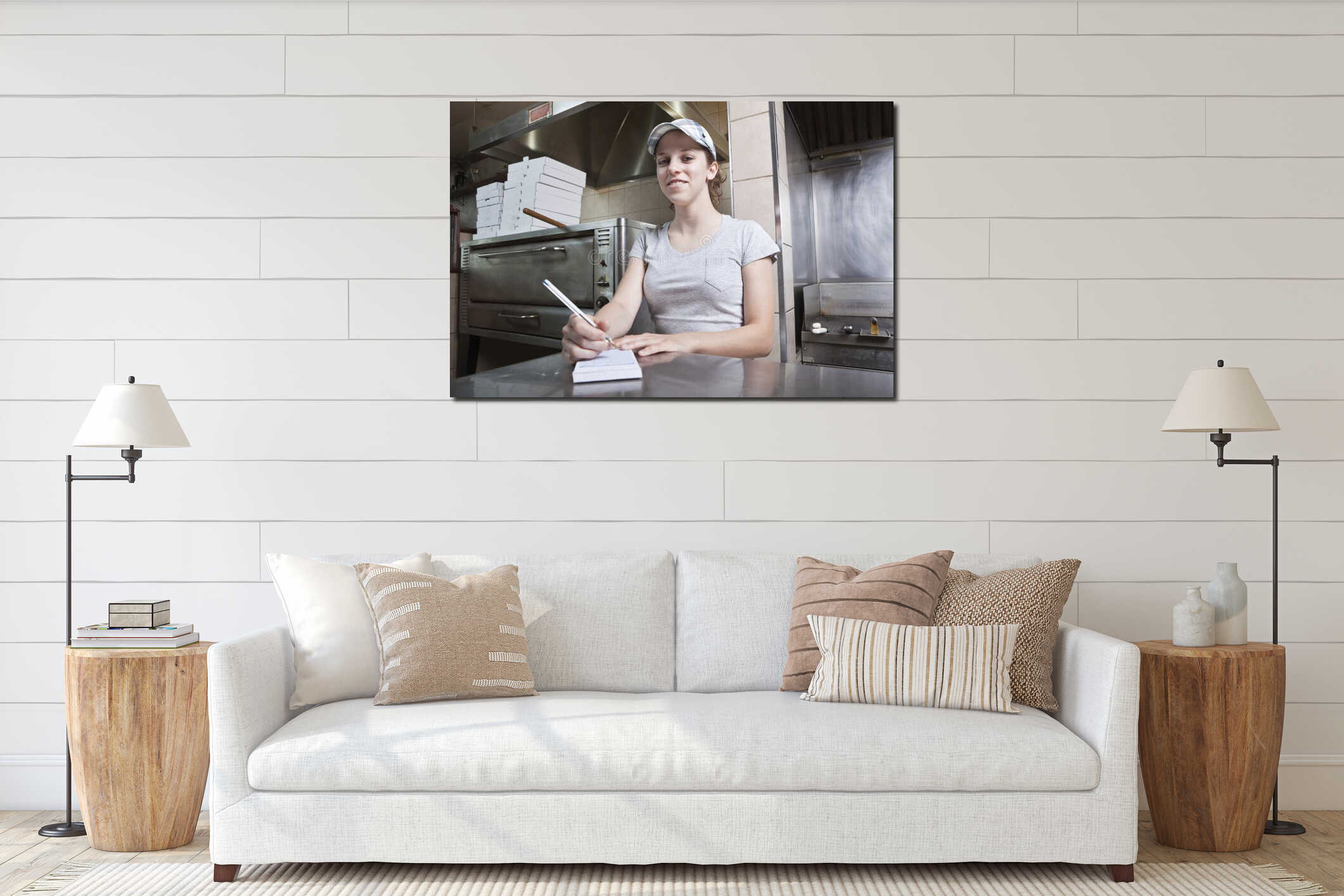 Canvas hanging interior mockup