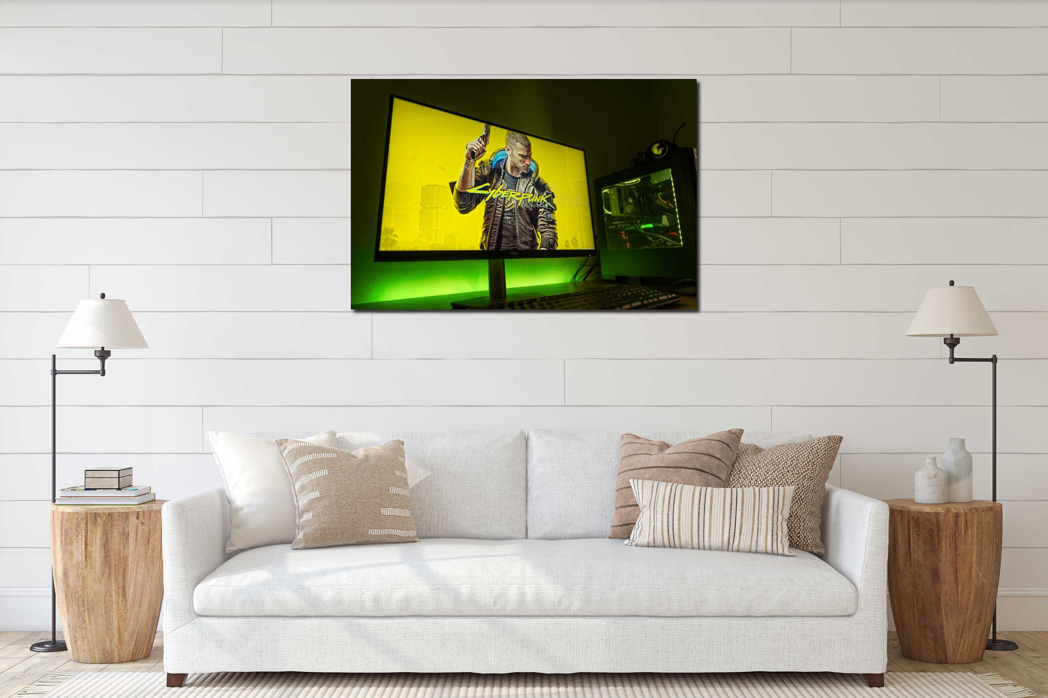 Canvas hanging interior mockup