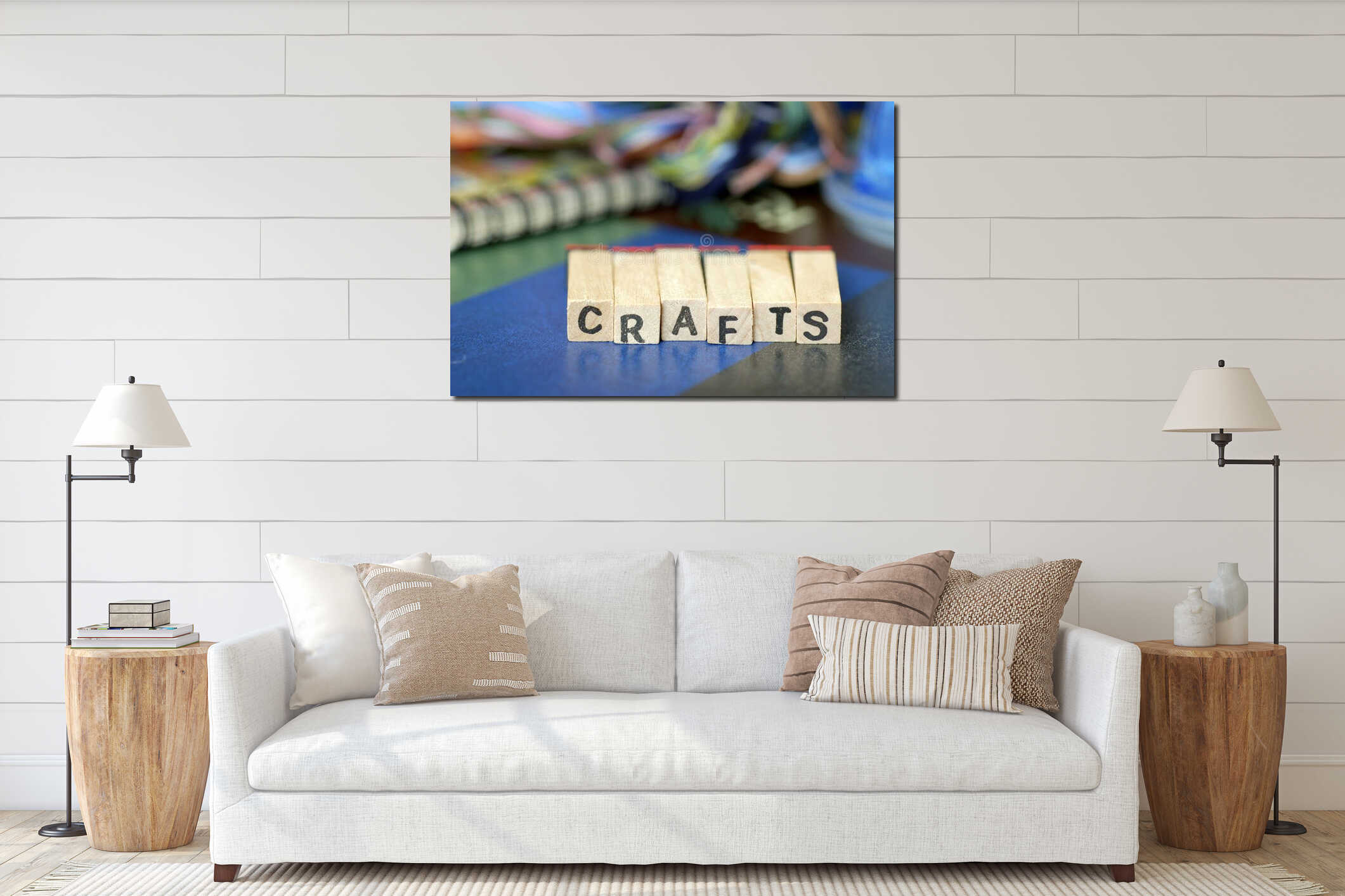 Canvas hanging interior mockup