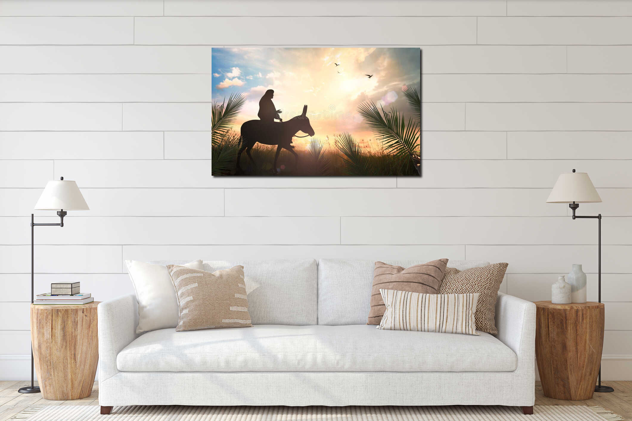 Canvas hanging interior mockup