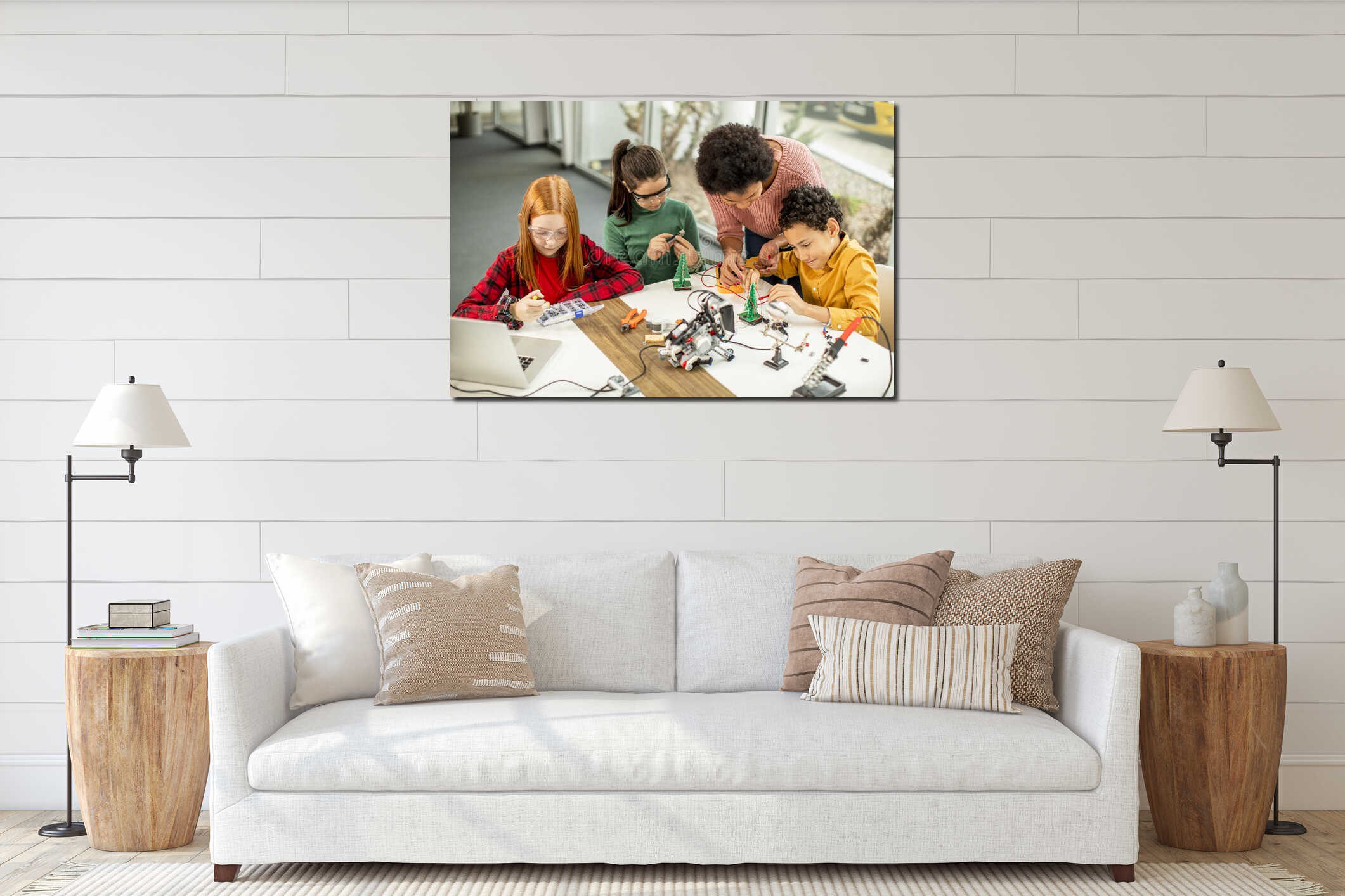 Canvas hanging interior mockup