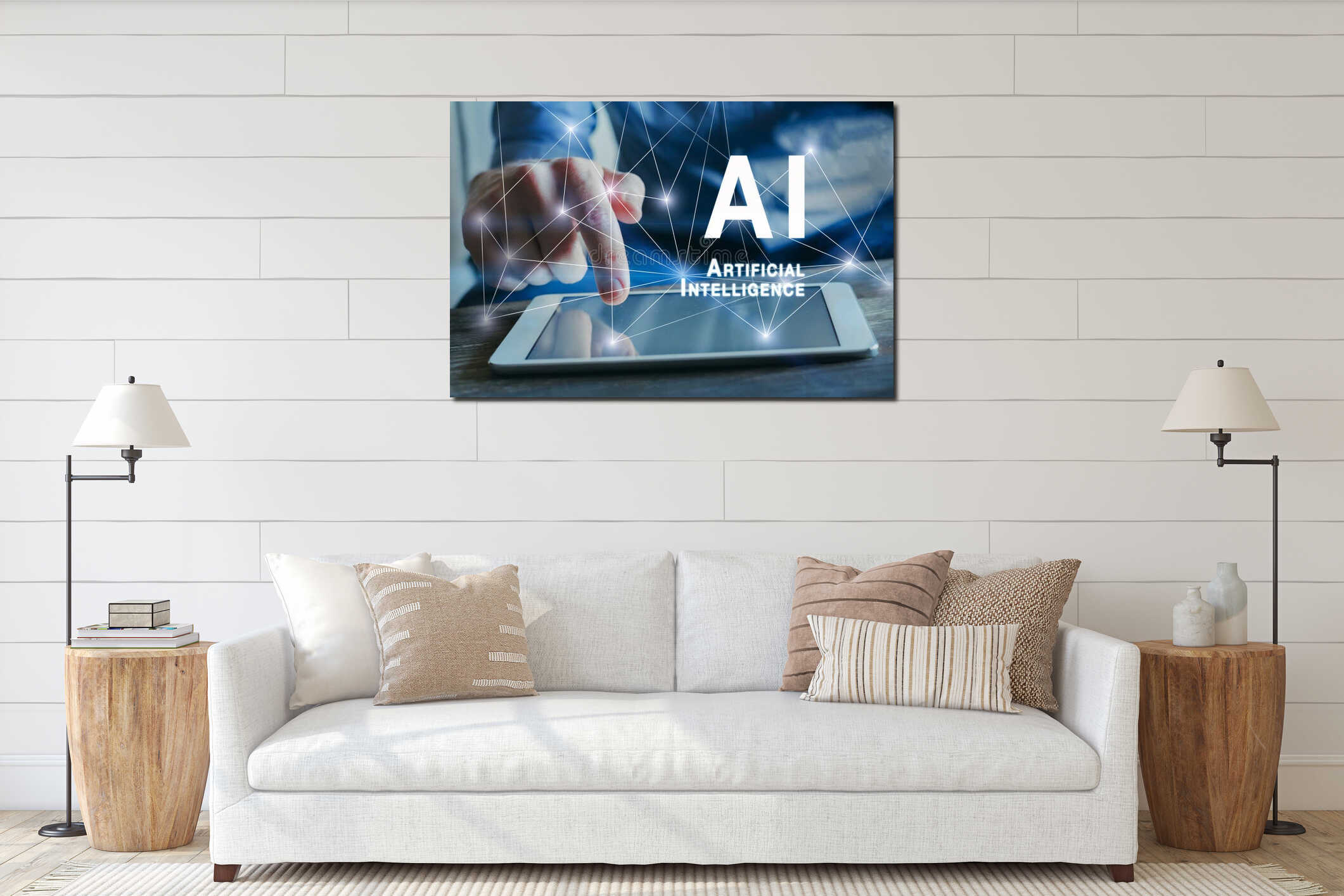 Canvas hanging interior mockup