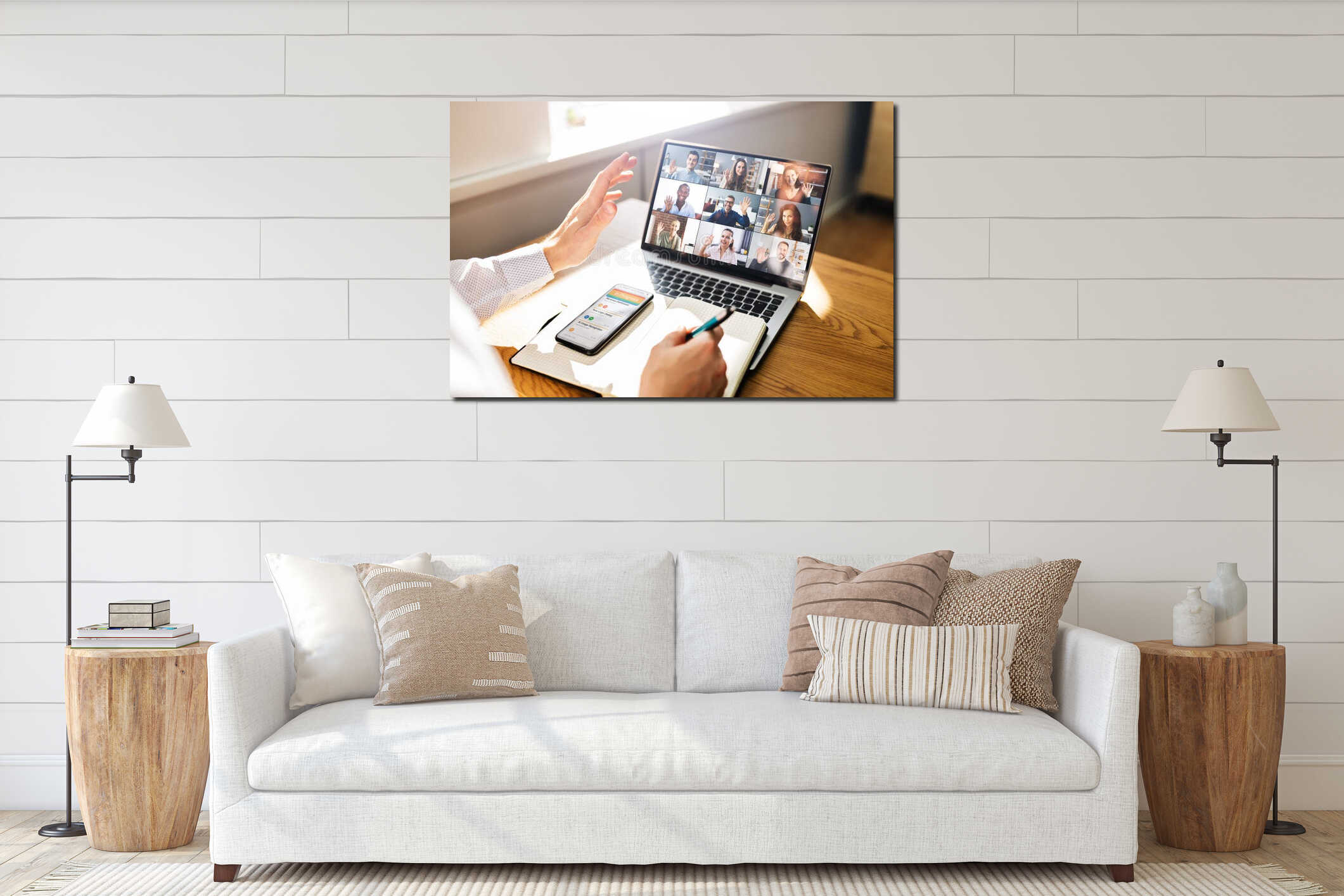 Canvas hanging interior mockup