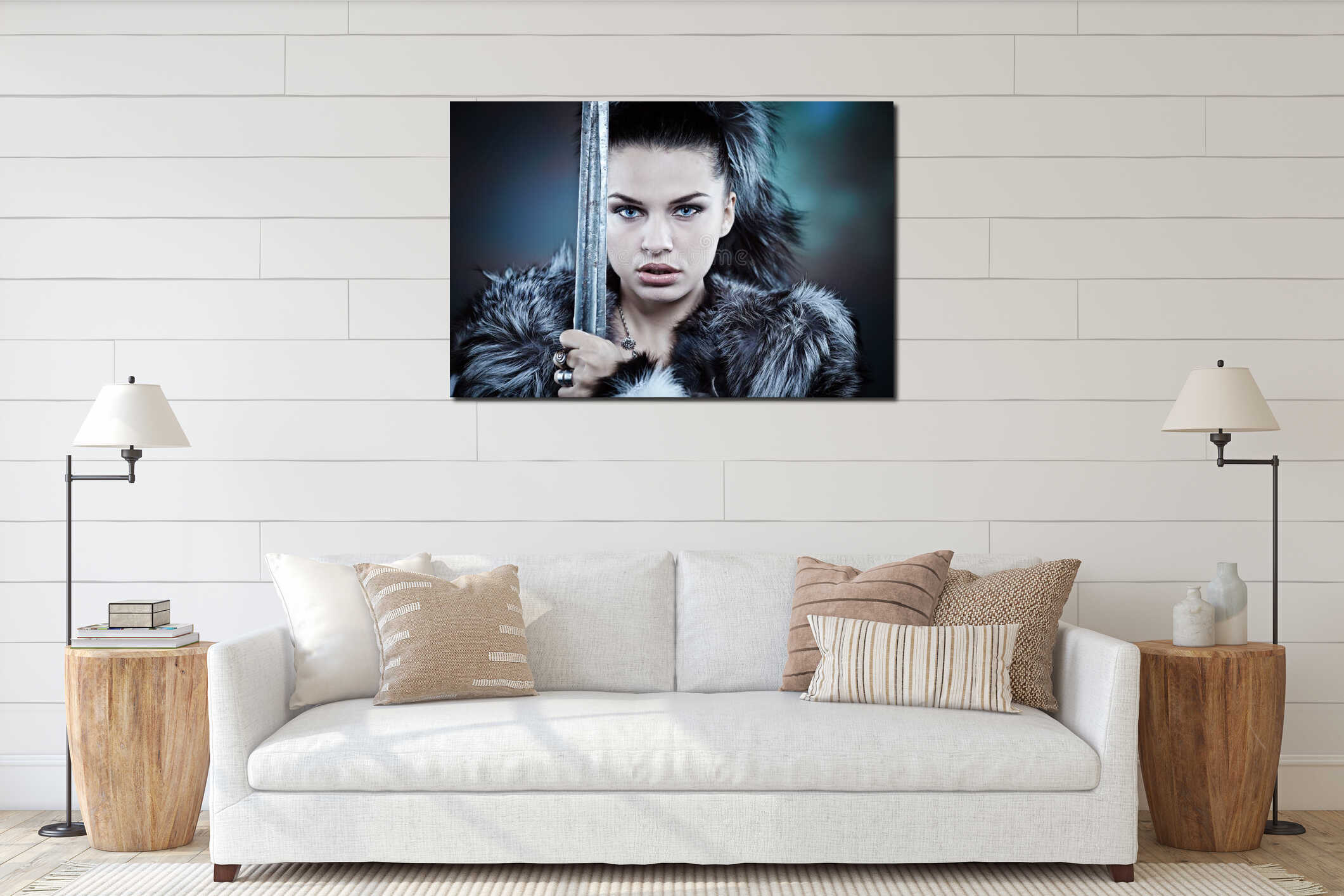 Canvas hanging interior mockup