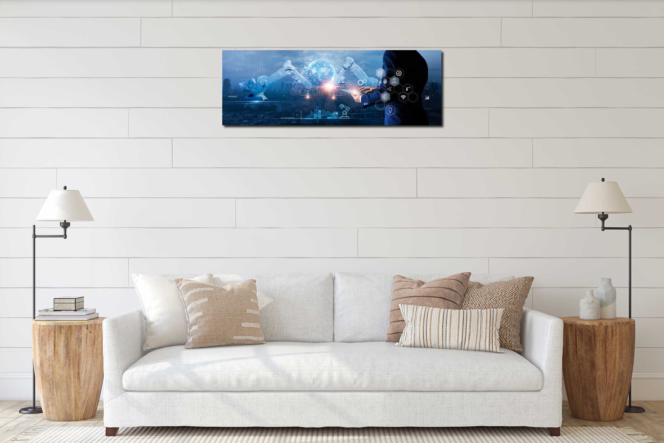 Canvas hanging interior mockup