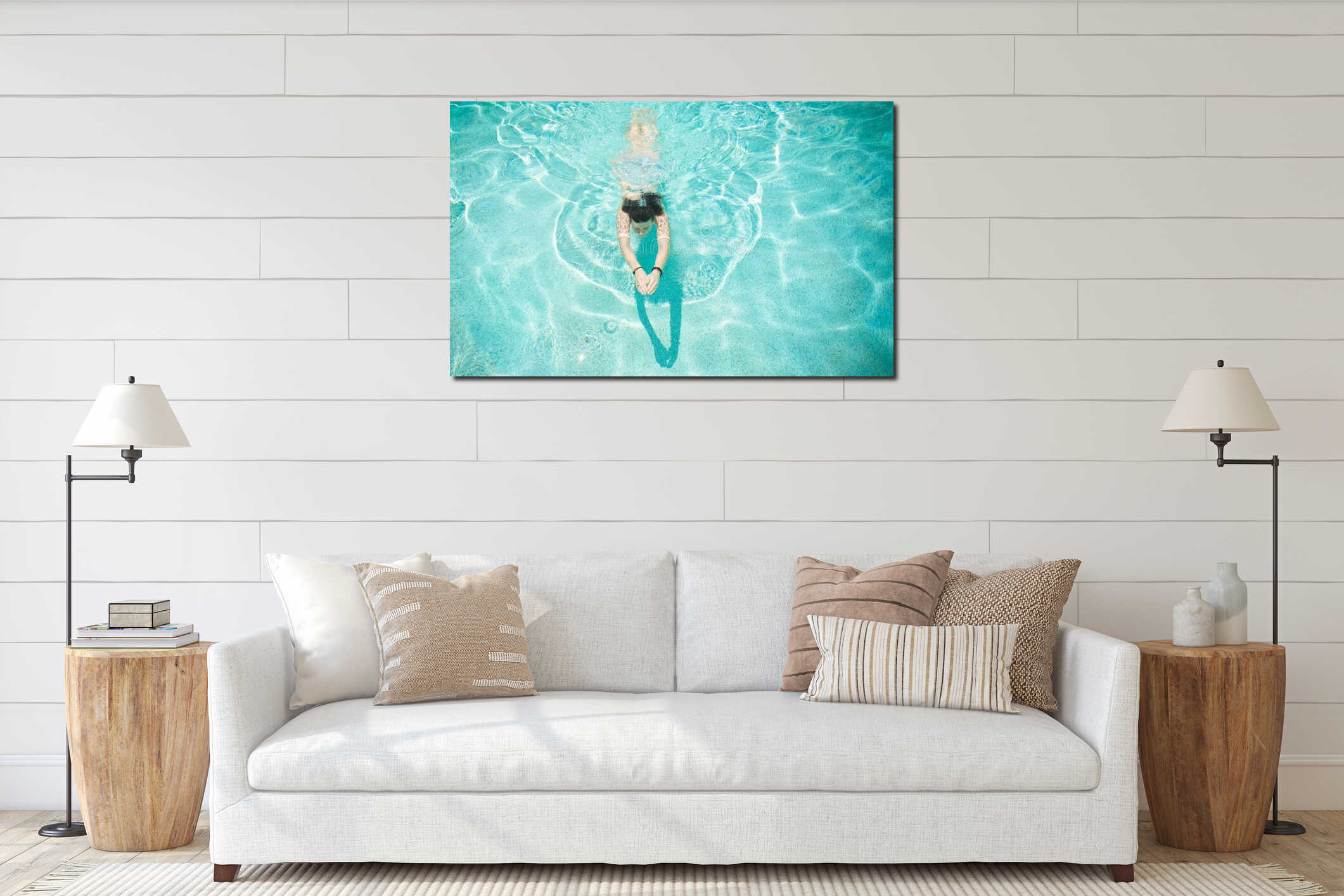 Canvas hanging interior mockup