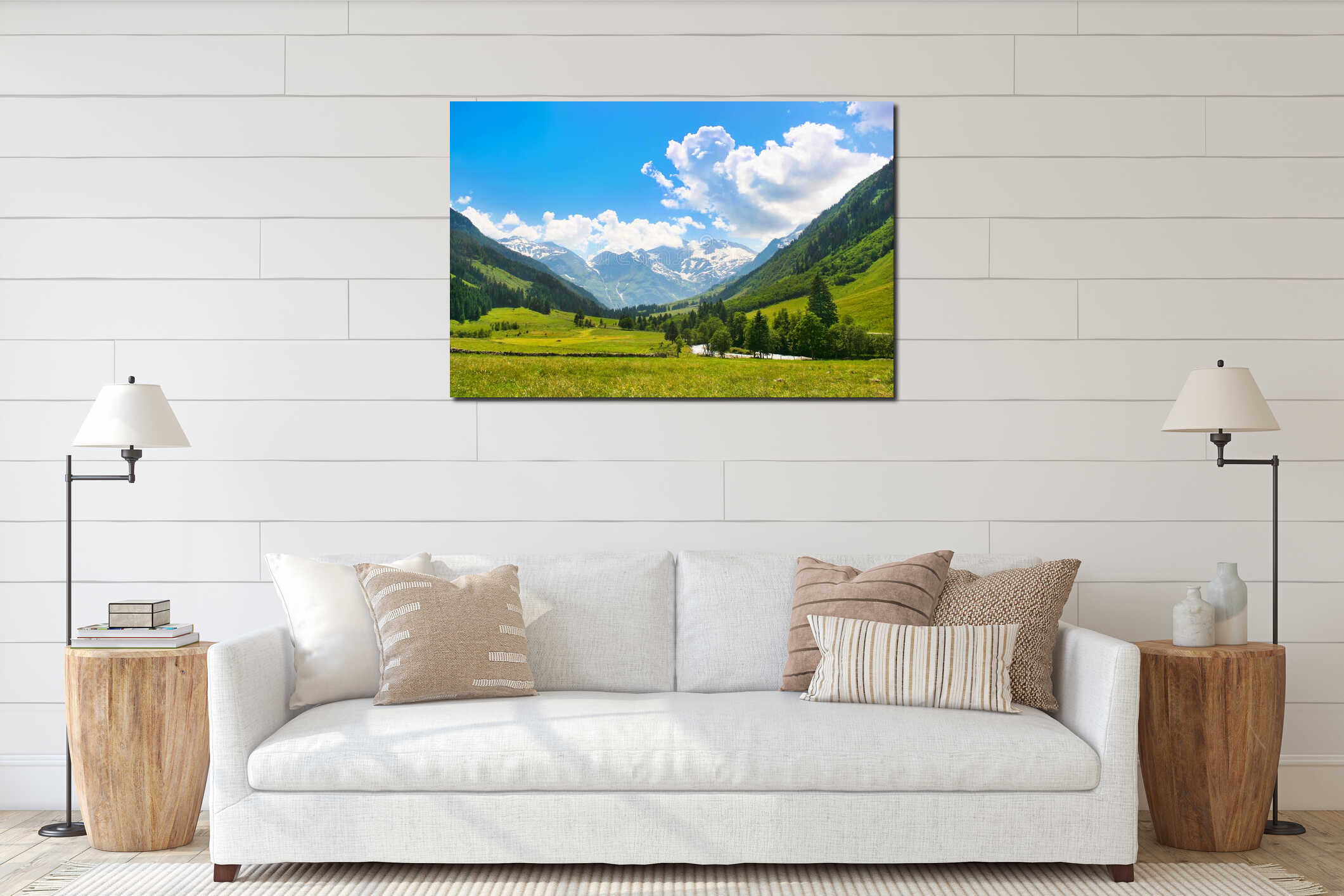 Canvas hanging interior mockup