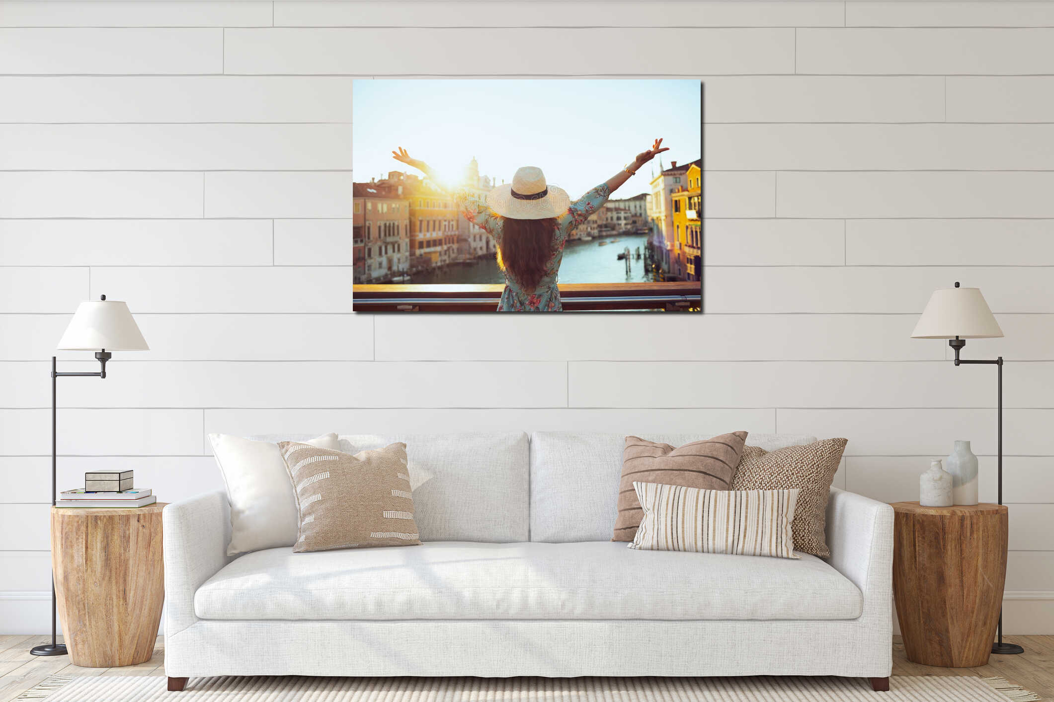 Canvas hanging interior mockup