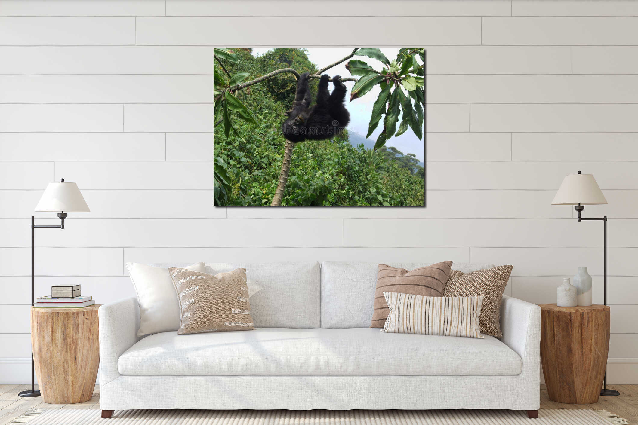 Canvas hanging interior mockup