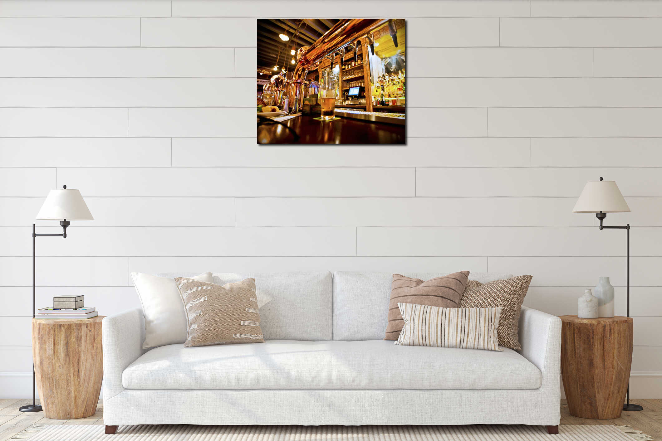 Canvas hanging interior mockup