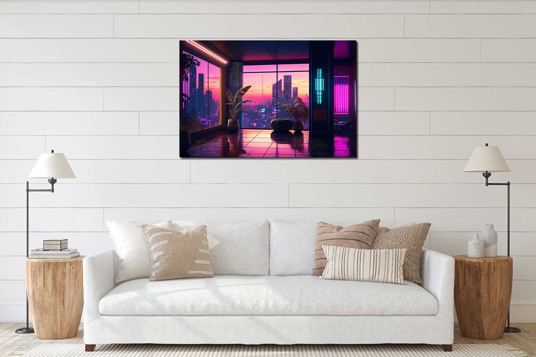 Canvas hanging interior mockup