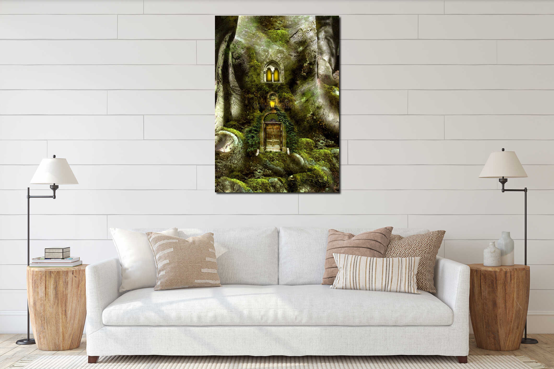 Canvas hanging interior mockup