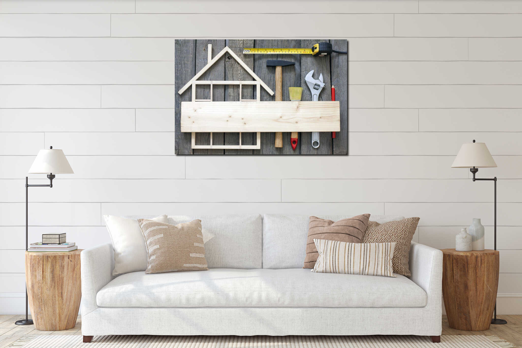 Canvas hanging interior mockup