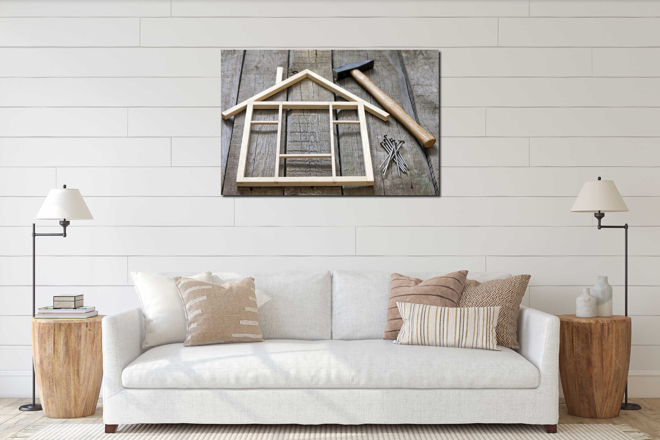 Canvas hanging interior mockup