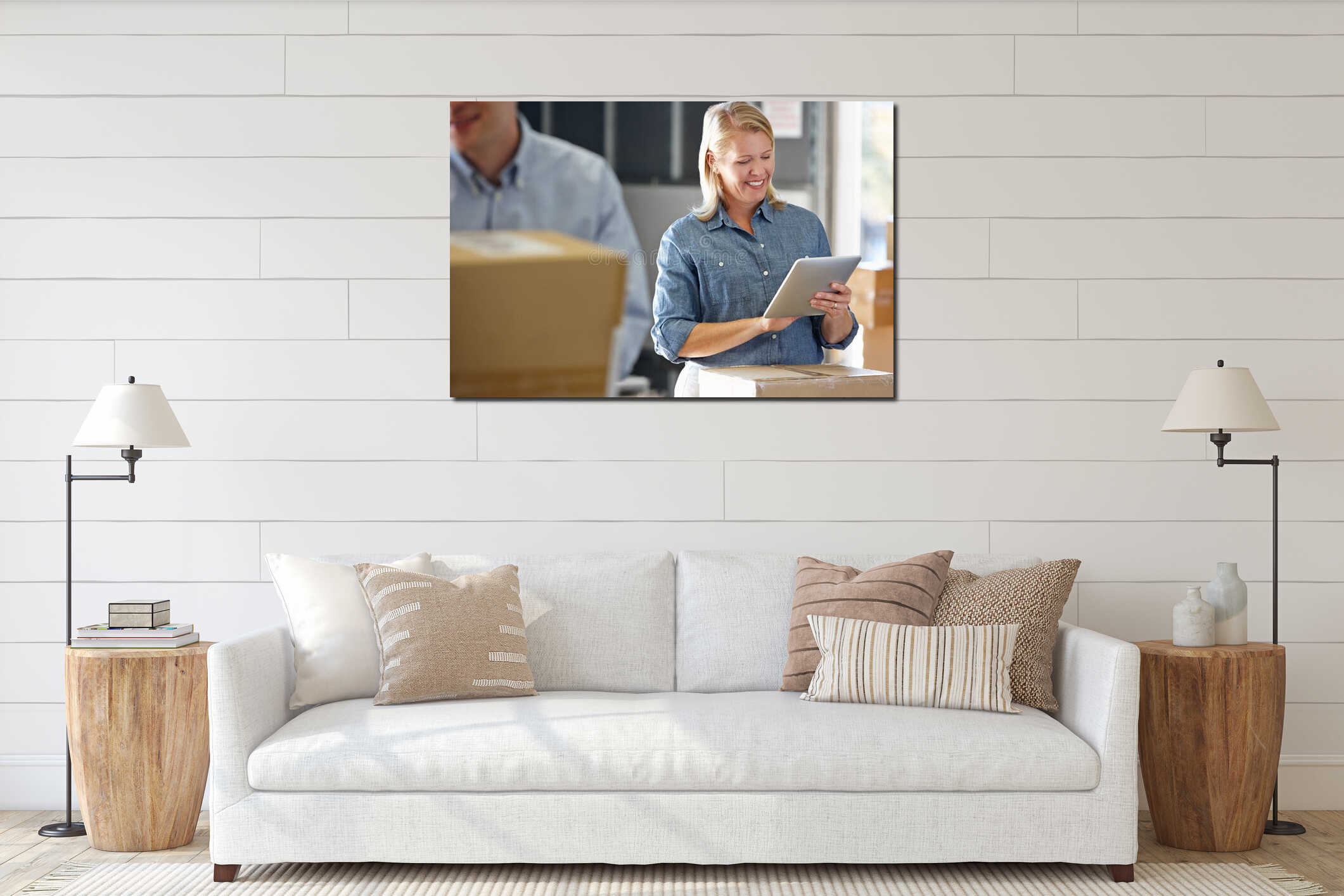 Canvas hanging interior mockup
