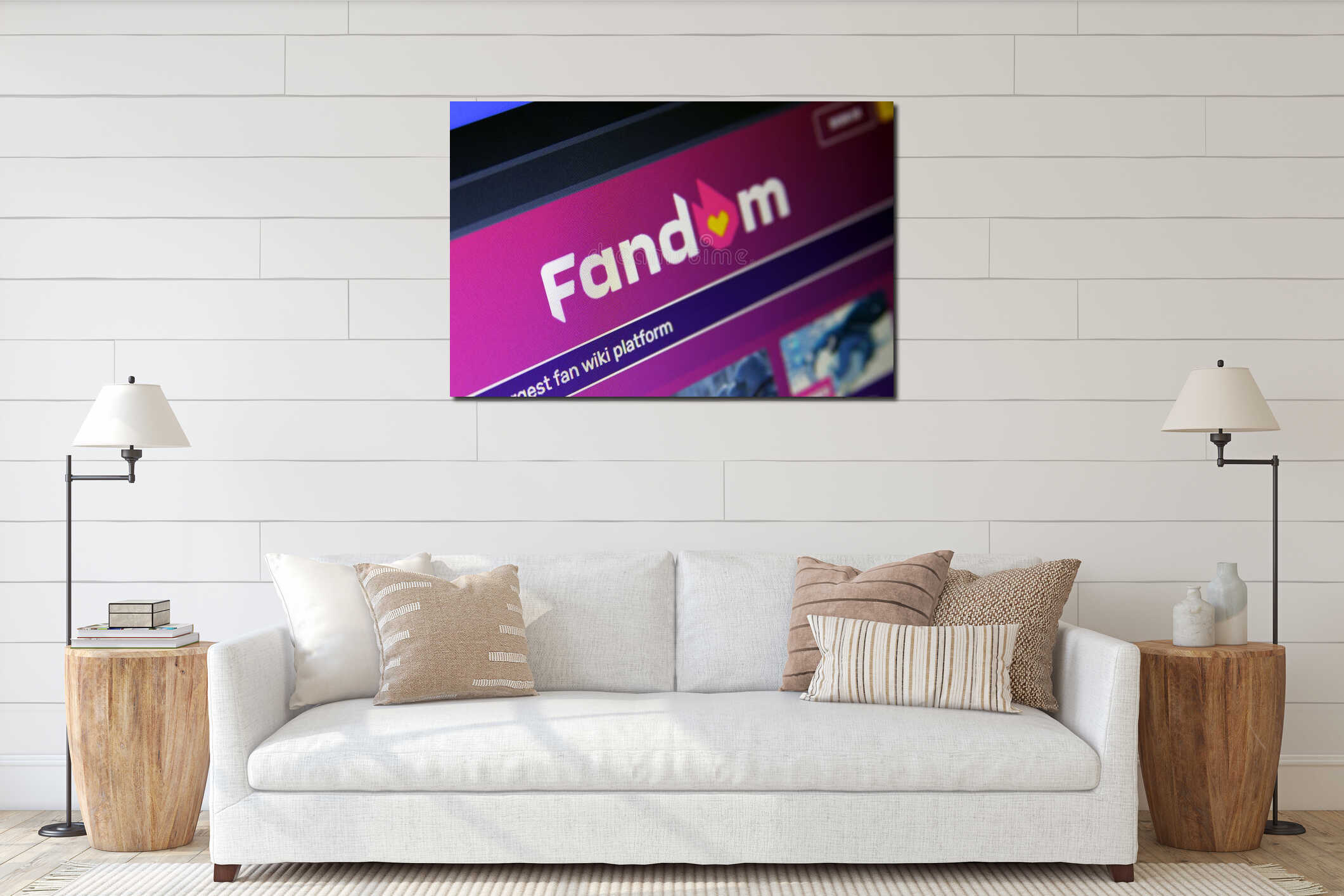 Canvas hanging interior mockup