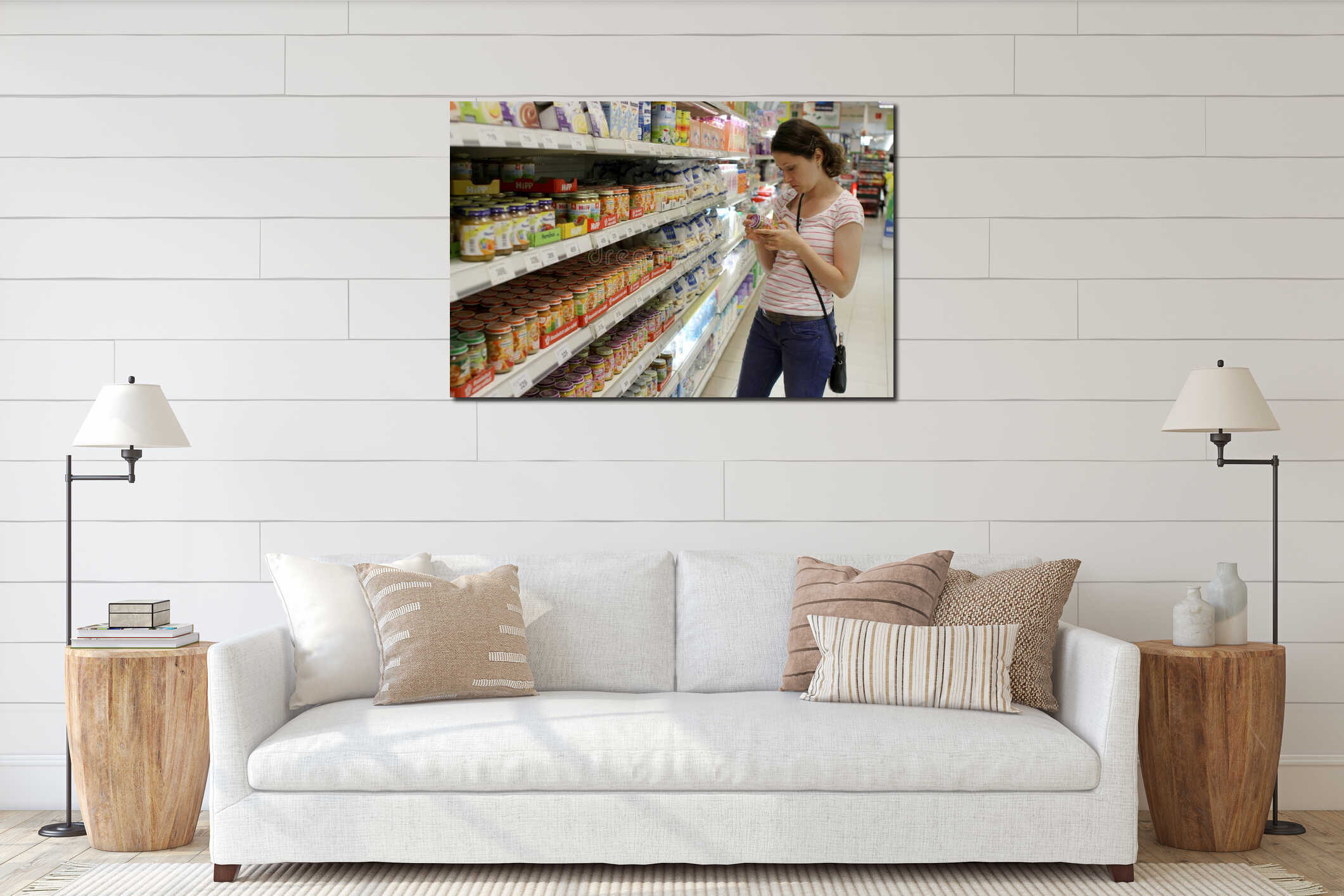 Canvas hanging interior mockup