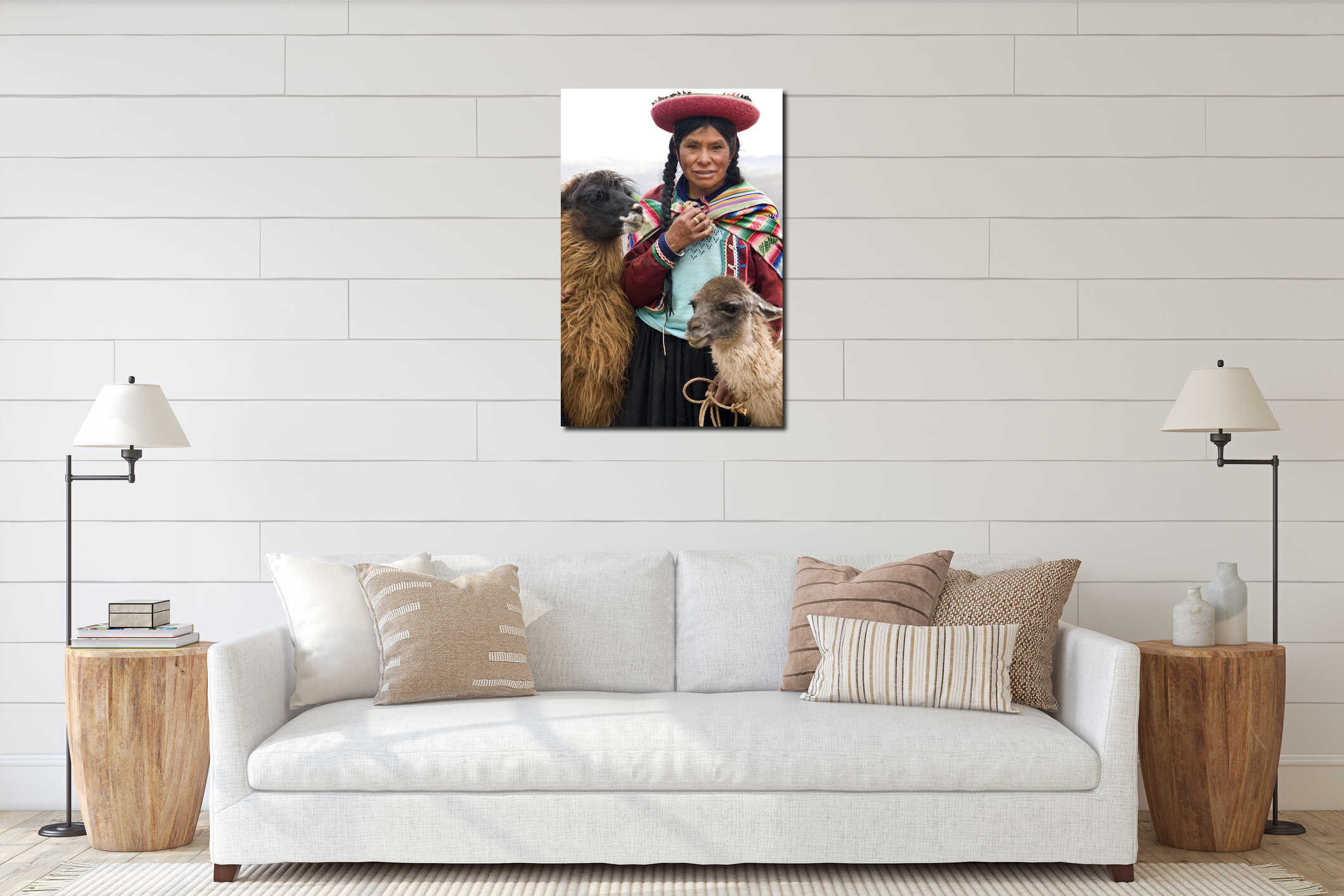 Canvas hanging interior mockup