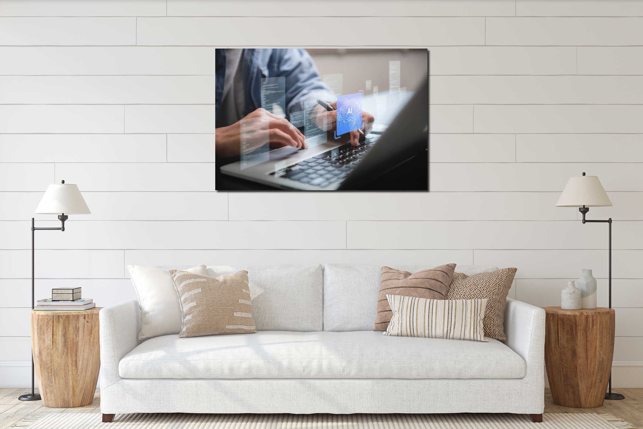Canvas hanging interior mockup