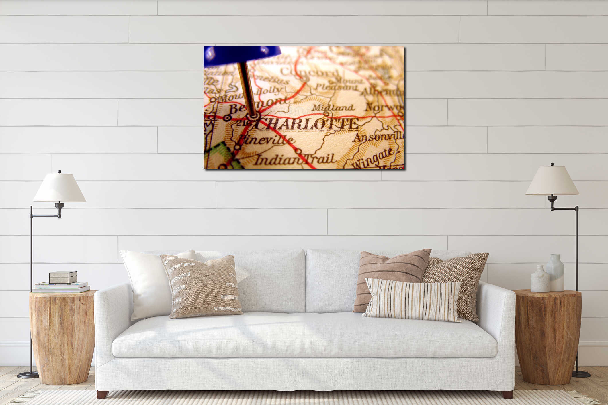 Canvas hanging interior mockup