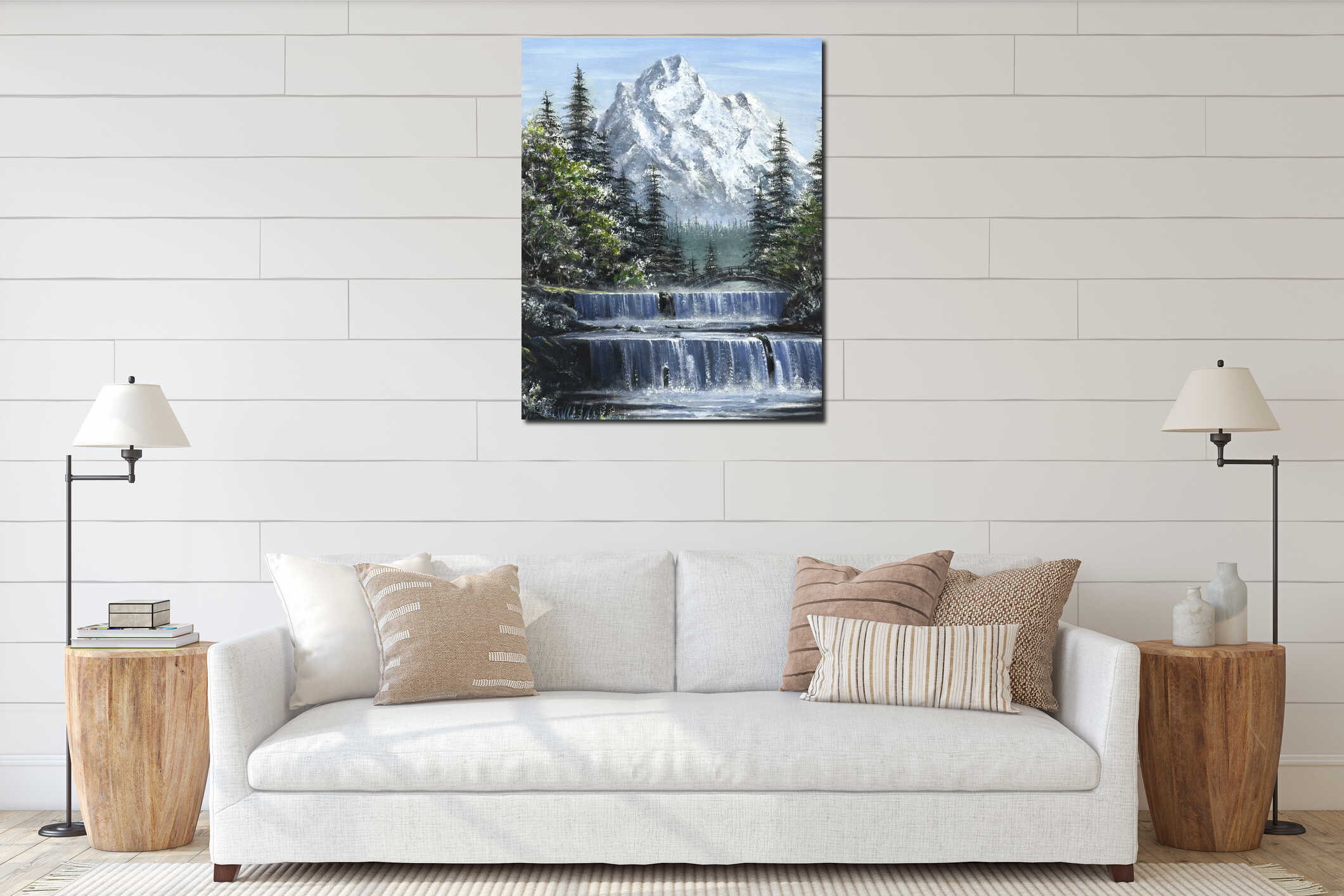 Canvas hanging interior mockup