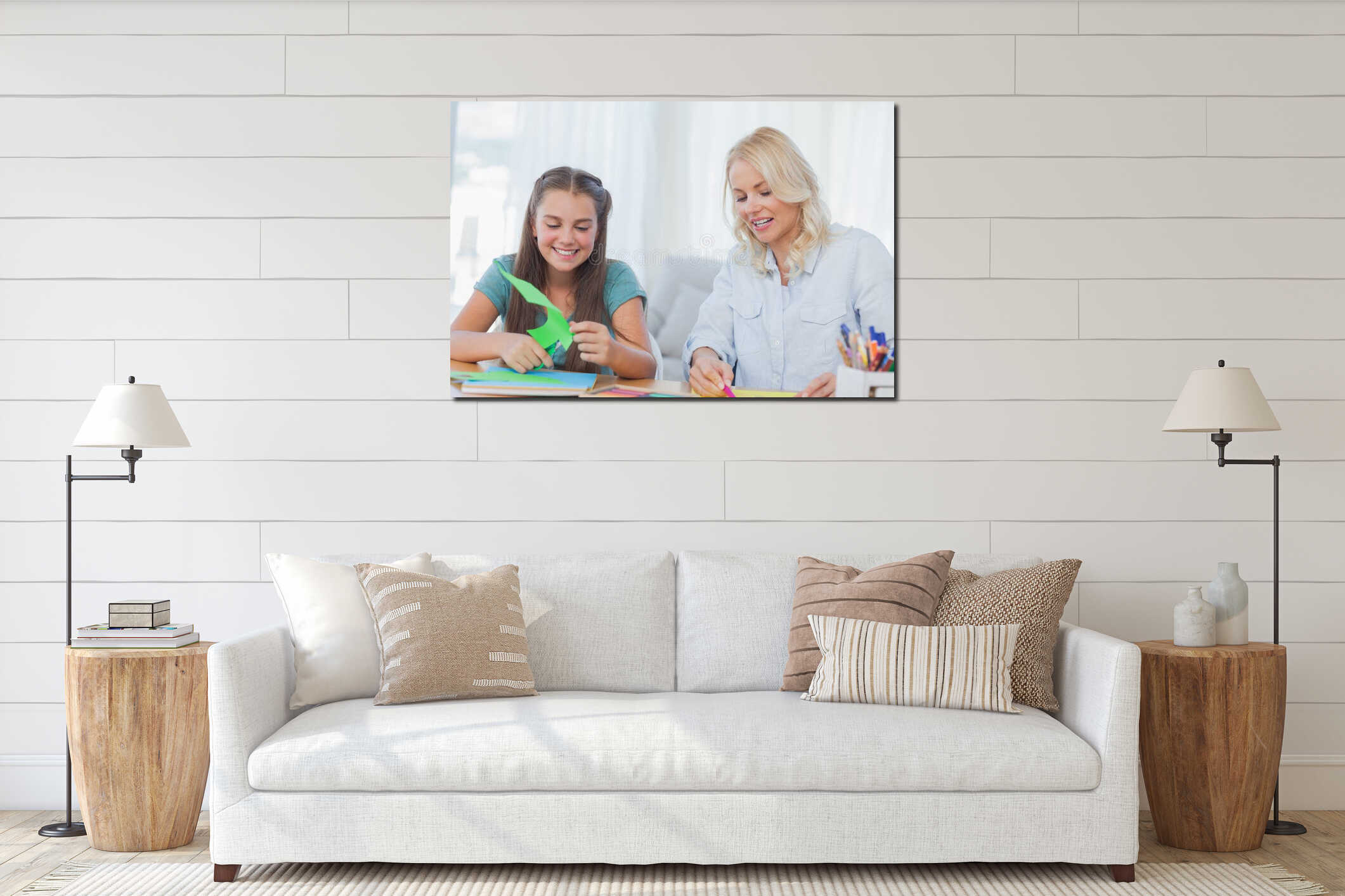 Canvas hanging interior mockup