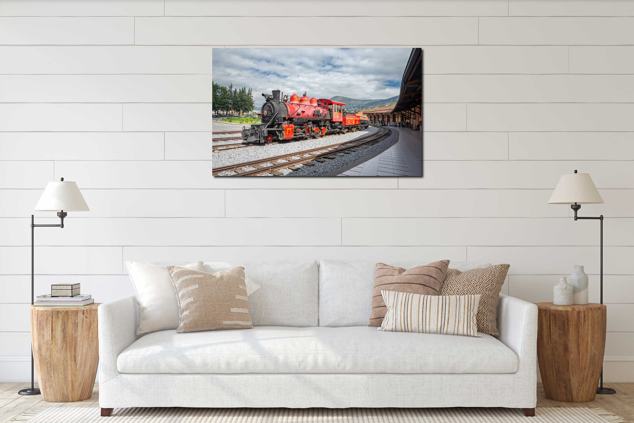 Canvas hanging interior mockup