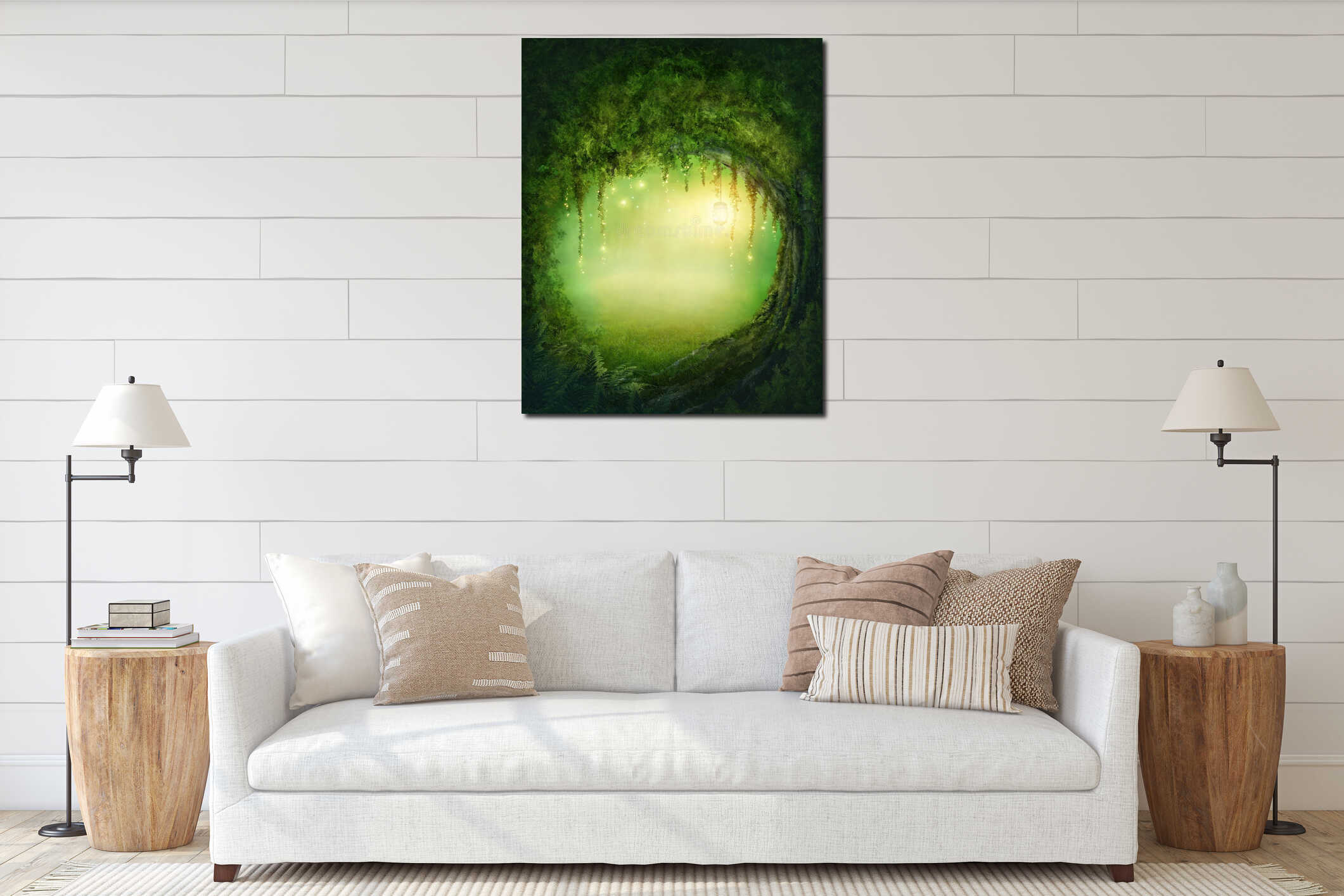 Canvas hanging interior mockup