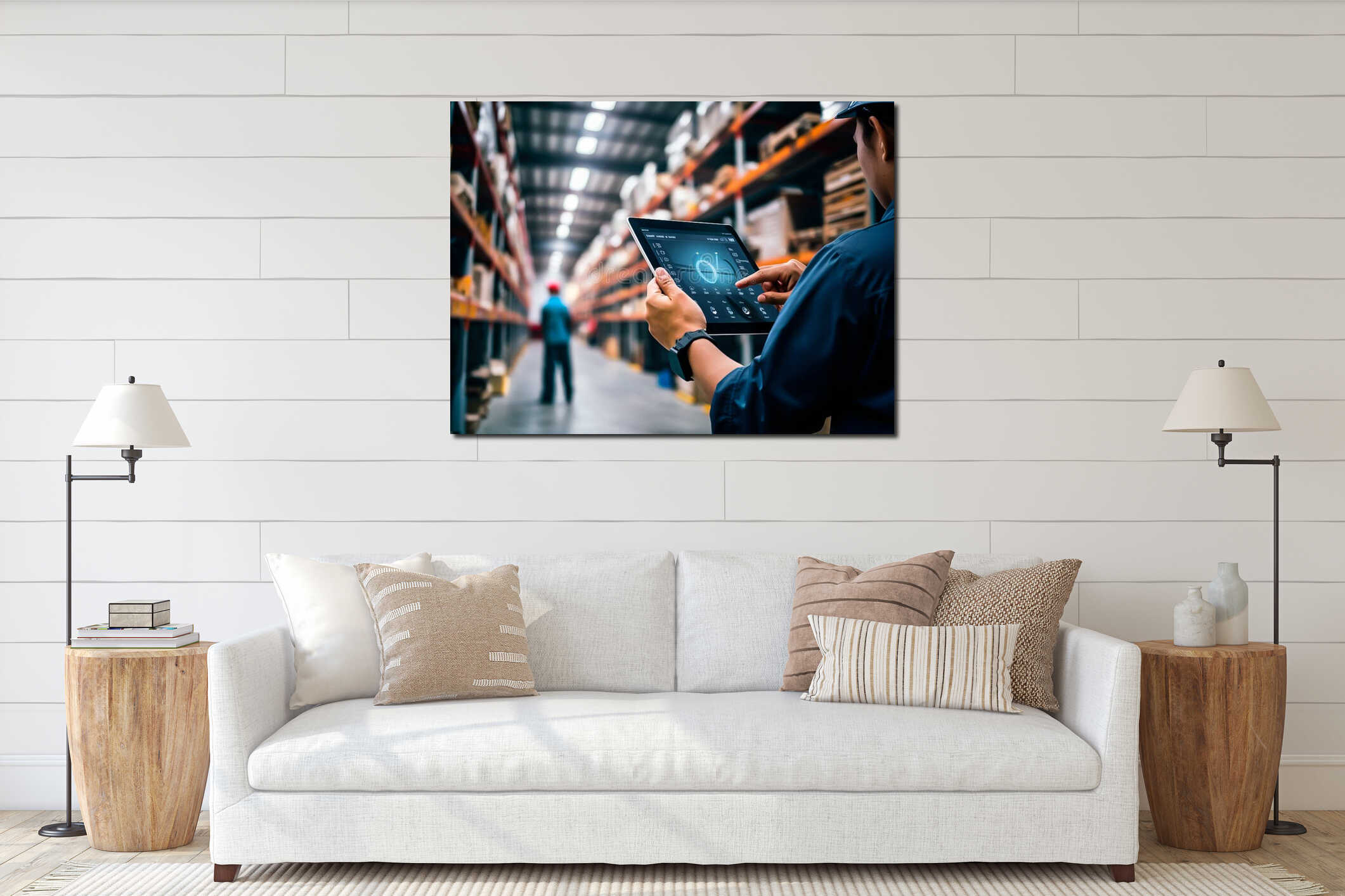 Canvas hanging interior mockup