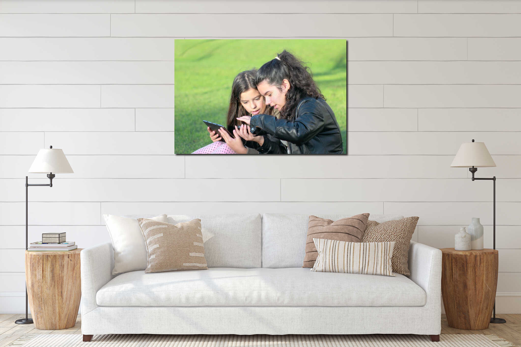 Canvas hanging interior mockup