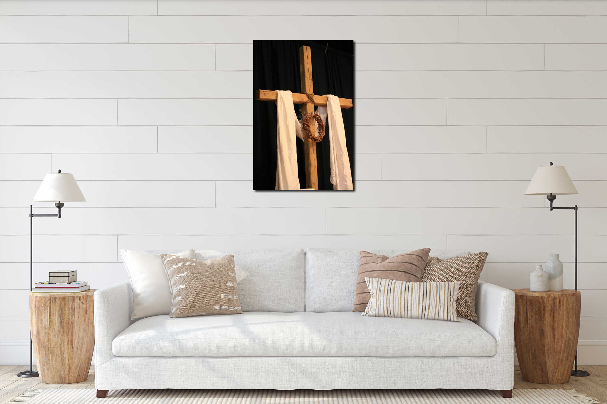 Canvas hanging interior mockup