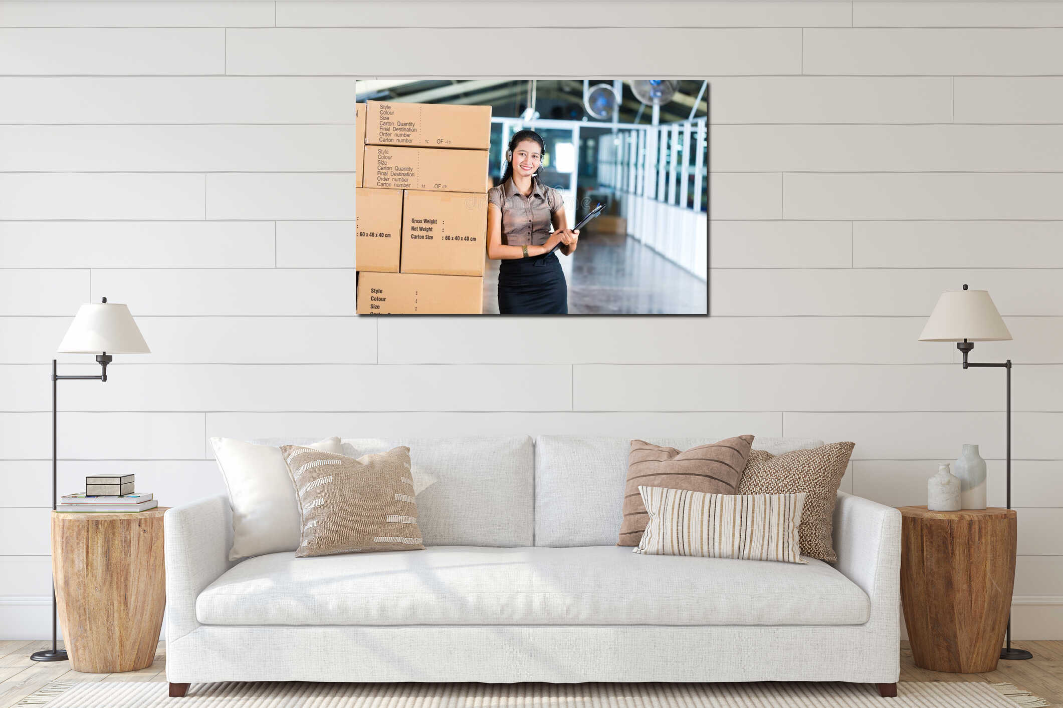Canvas hanging interior mockup