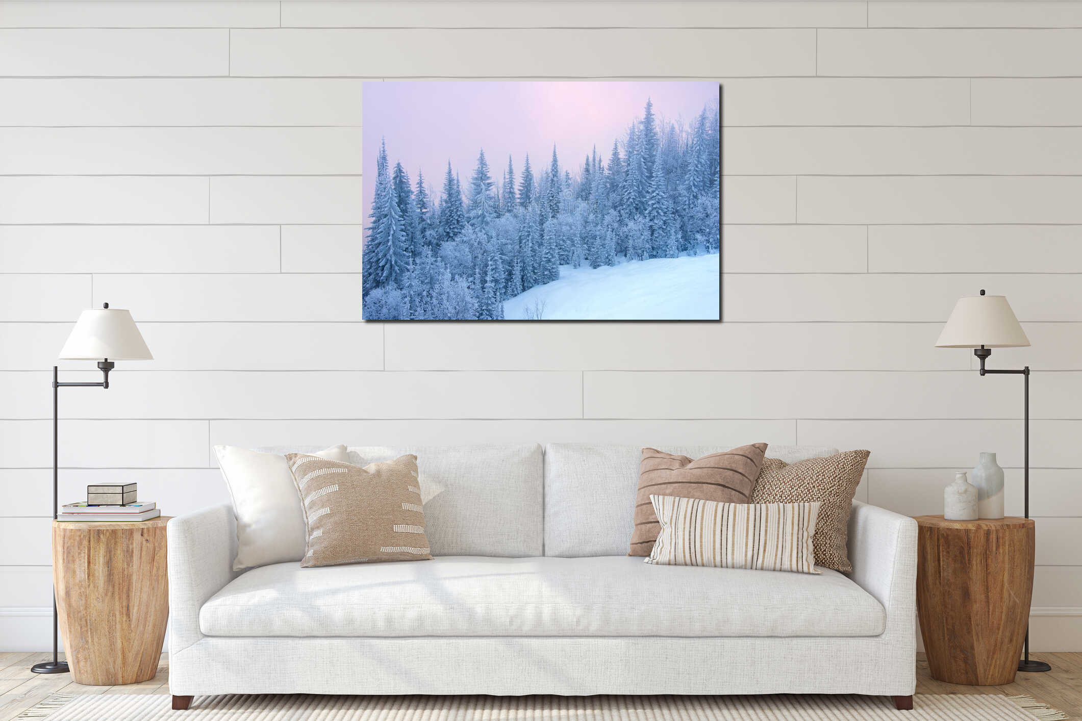 Canvas hanging interior mockup