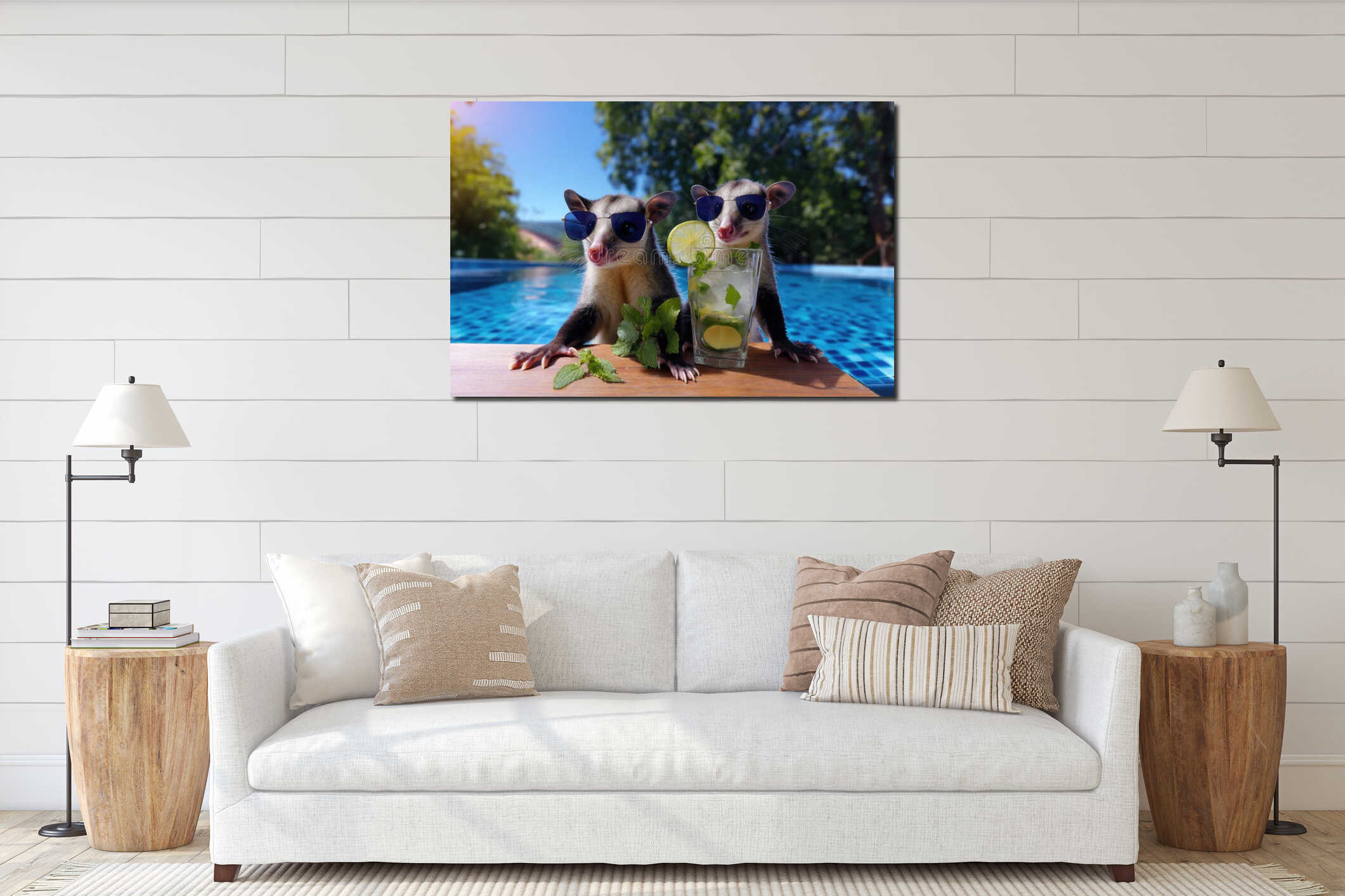 Canvas hanging interior mockup