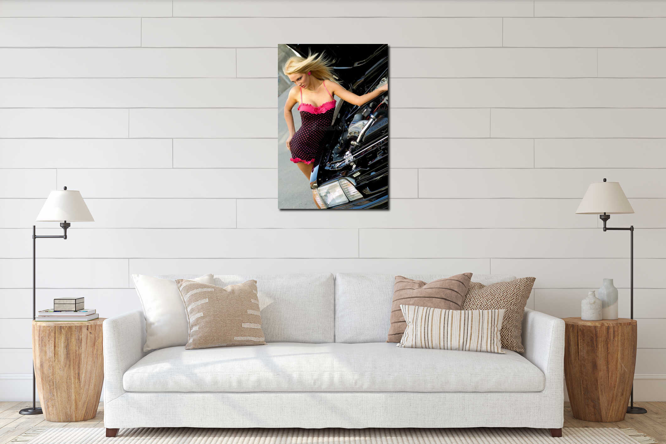 Canvas hanging interior mockup
