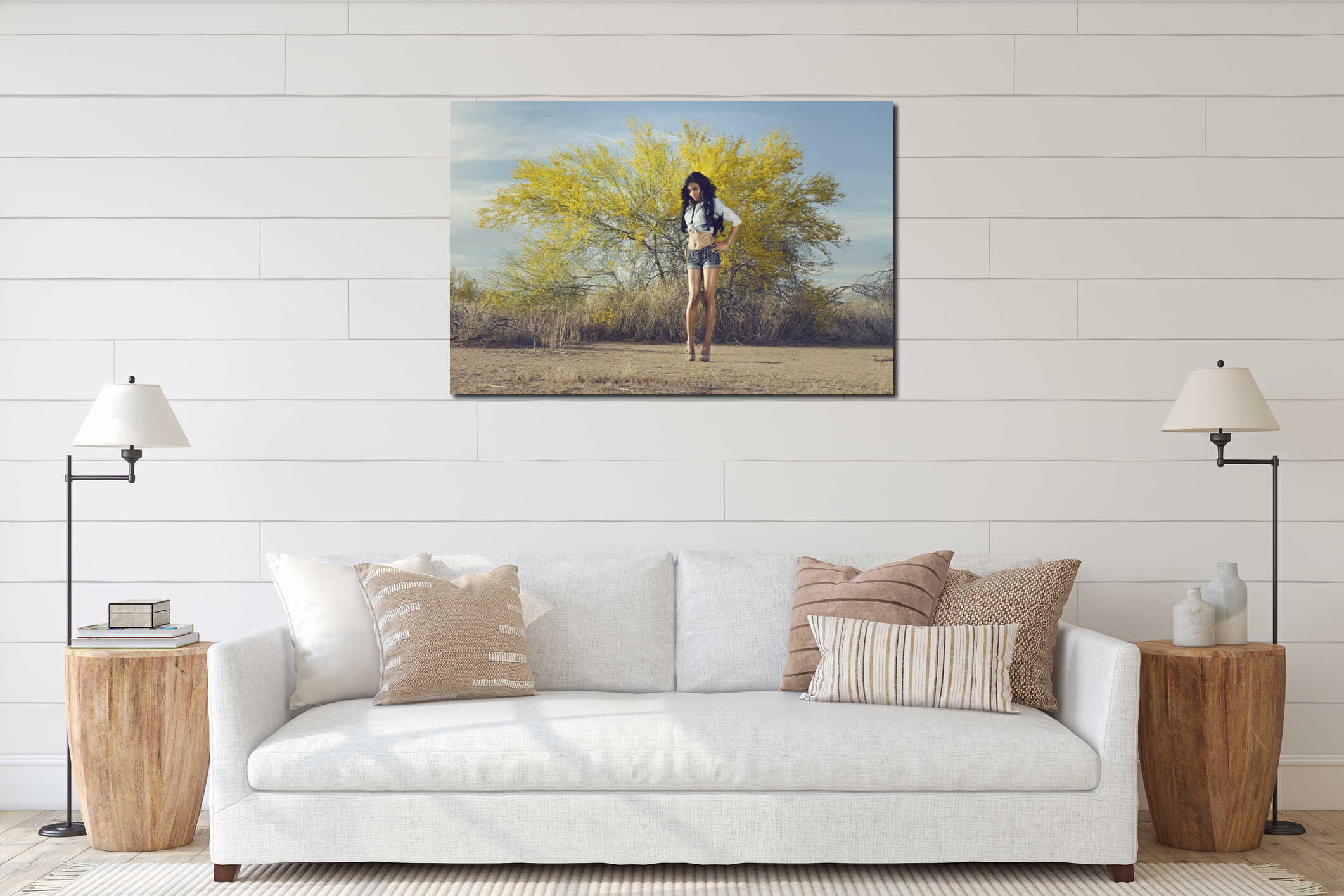 Canvas hanging interior mockup