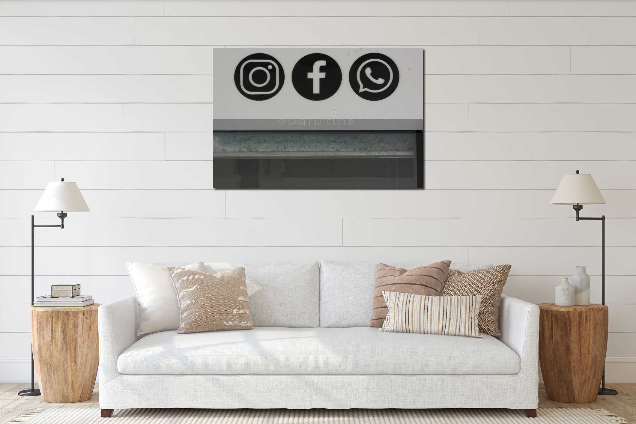 Canvas hanging interior mockup