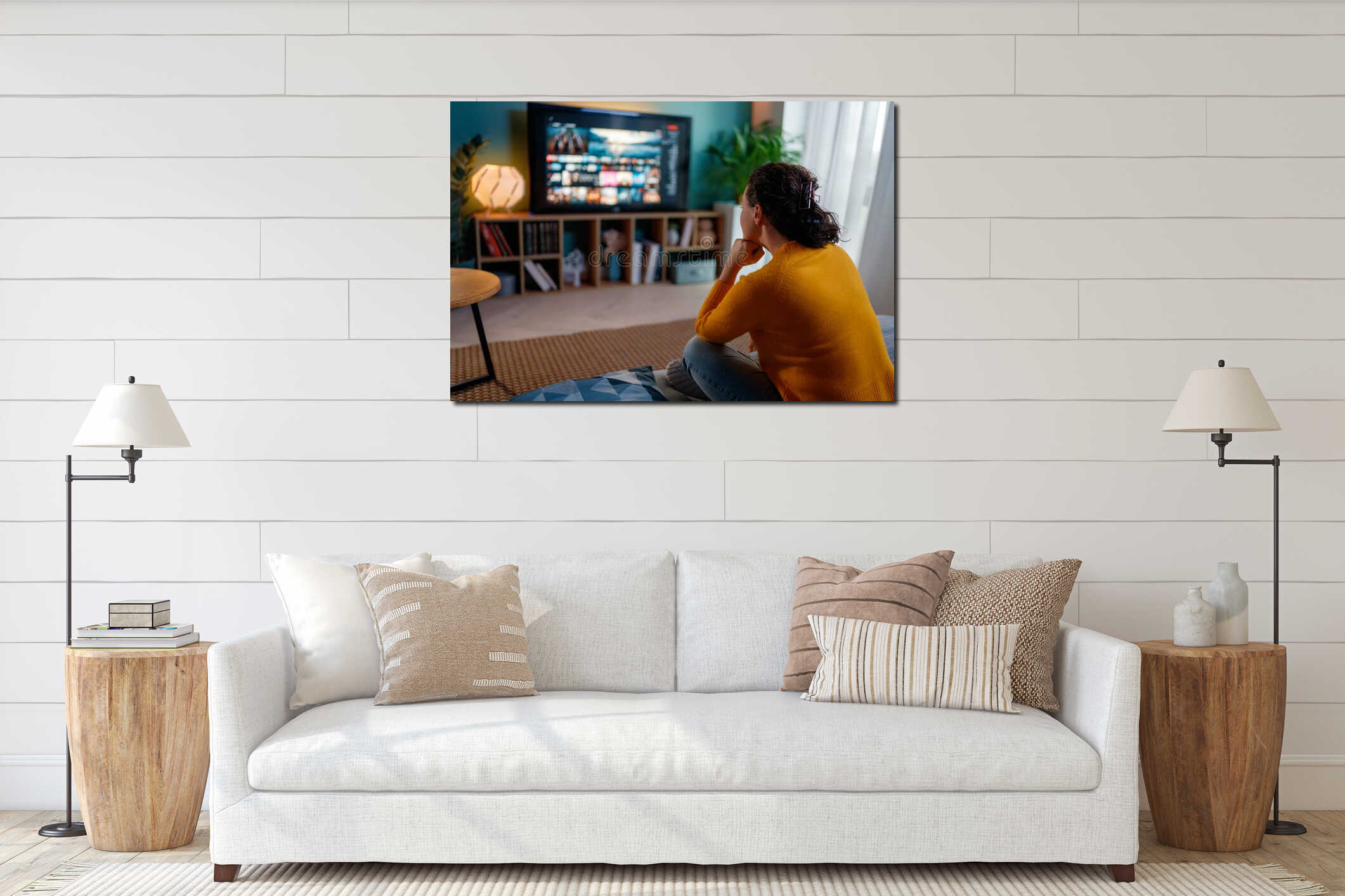 Canvas hanging interior mockup