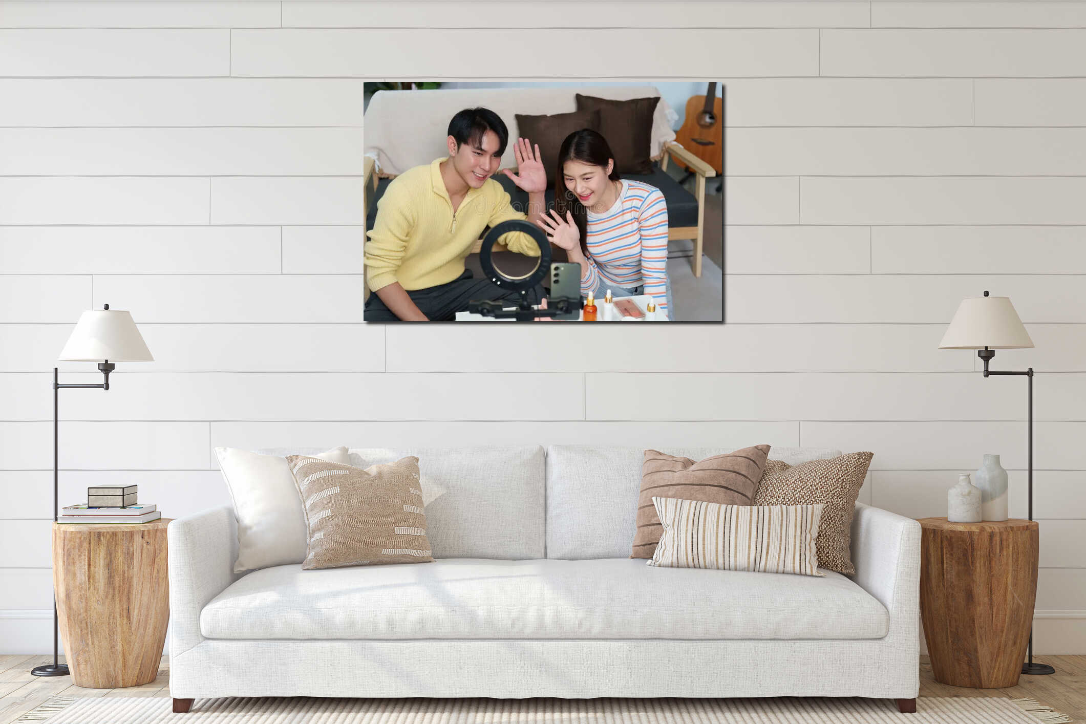 Canvas hanging interior mockup