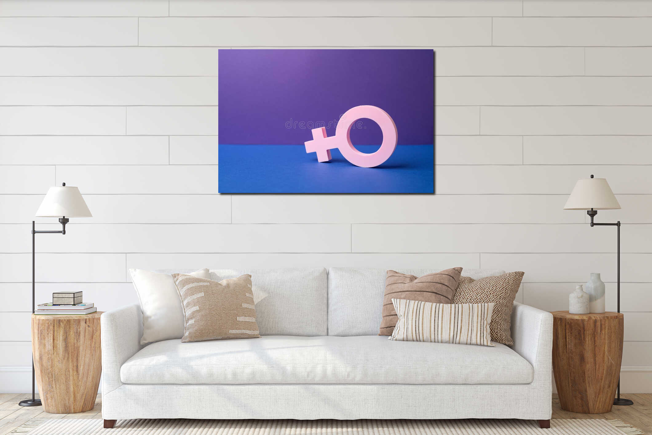 Canvas hanging interior mockup