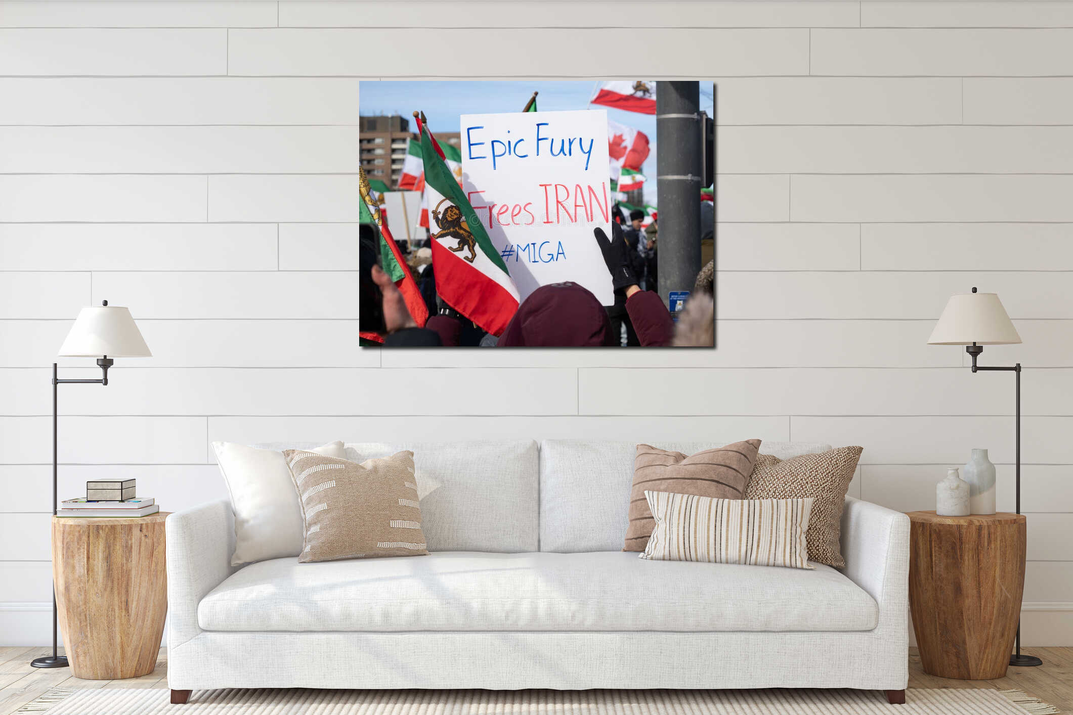 Canvas hanging interior mockup