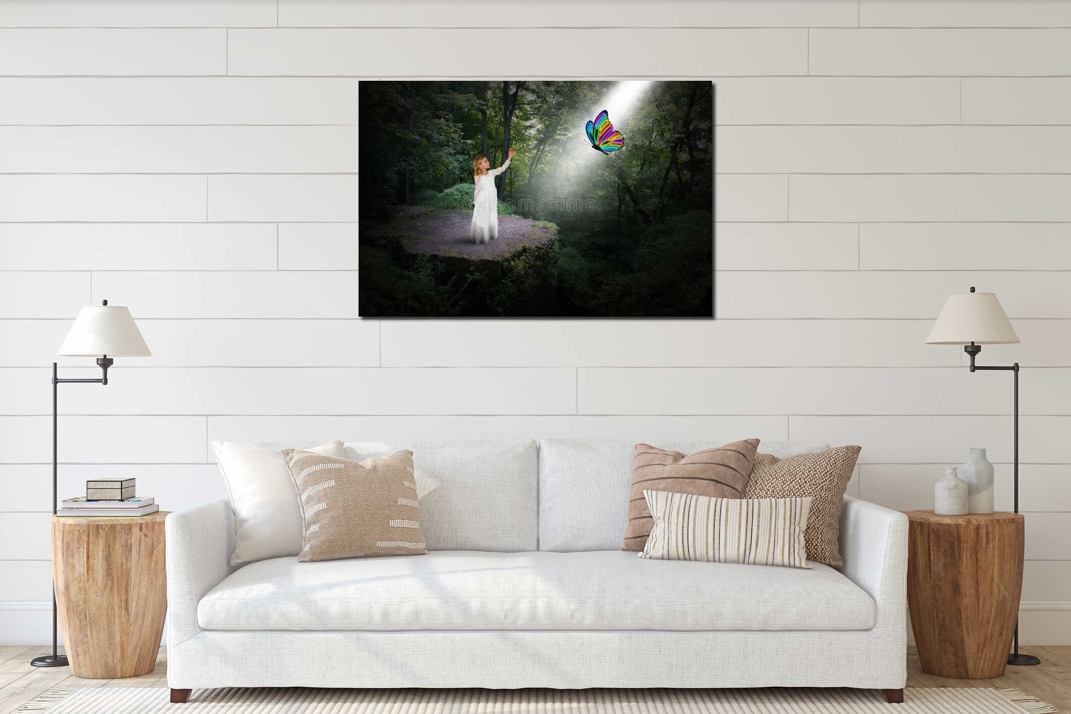 Canvas hanging interior mockup
