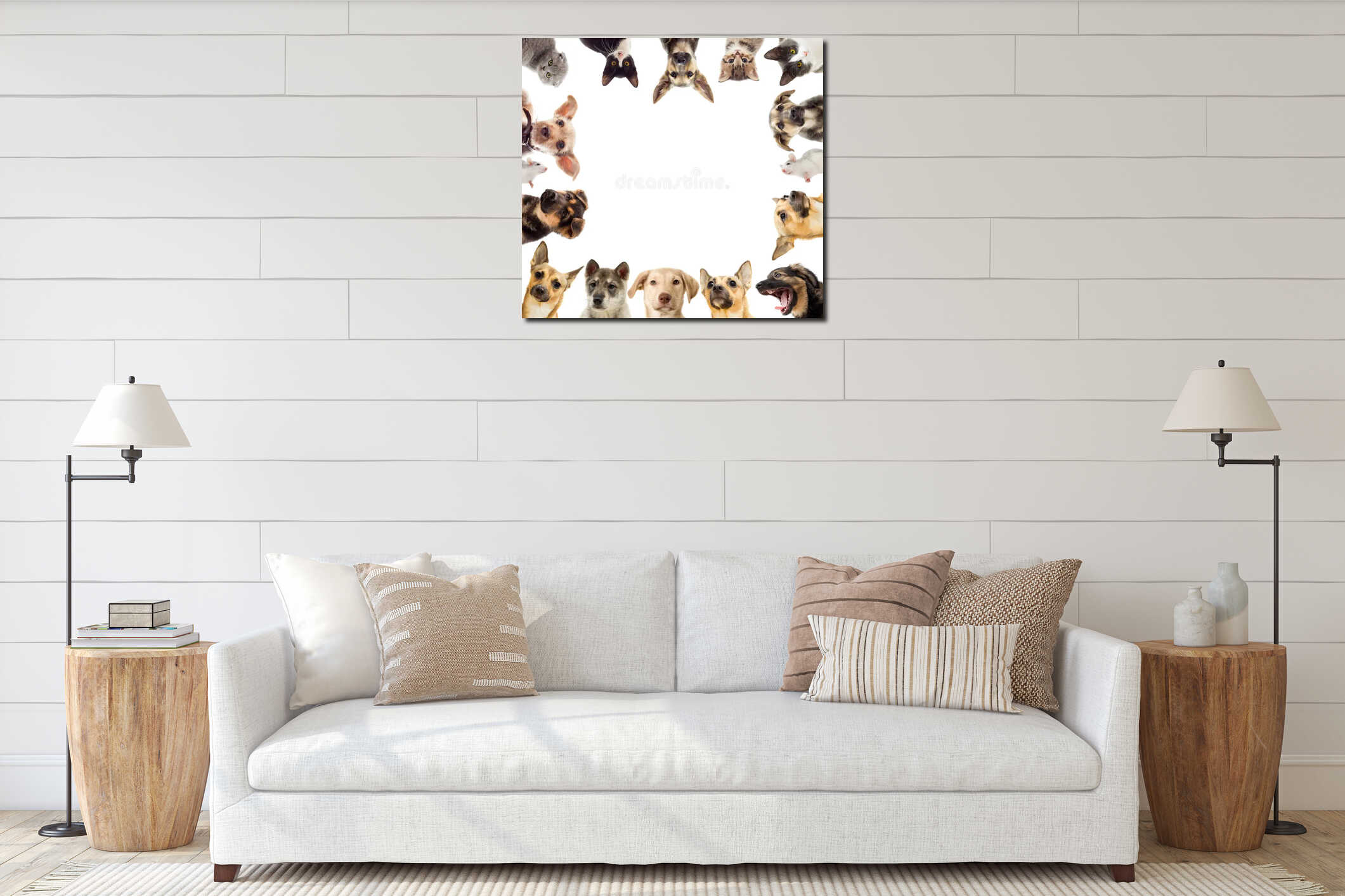 Canvas hanging interior mockup