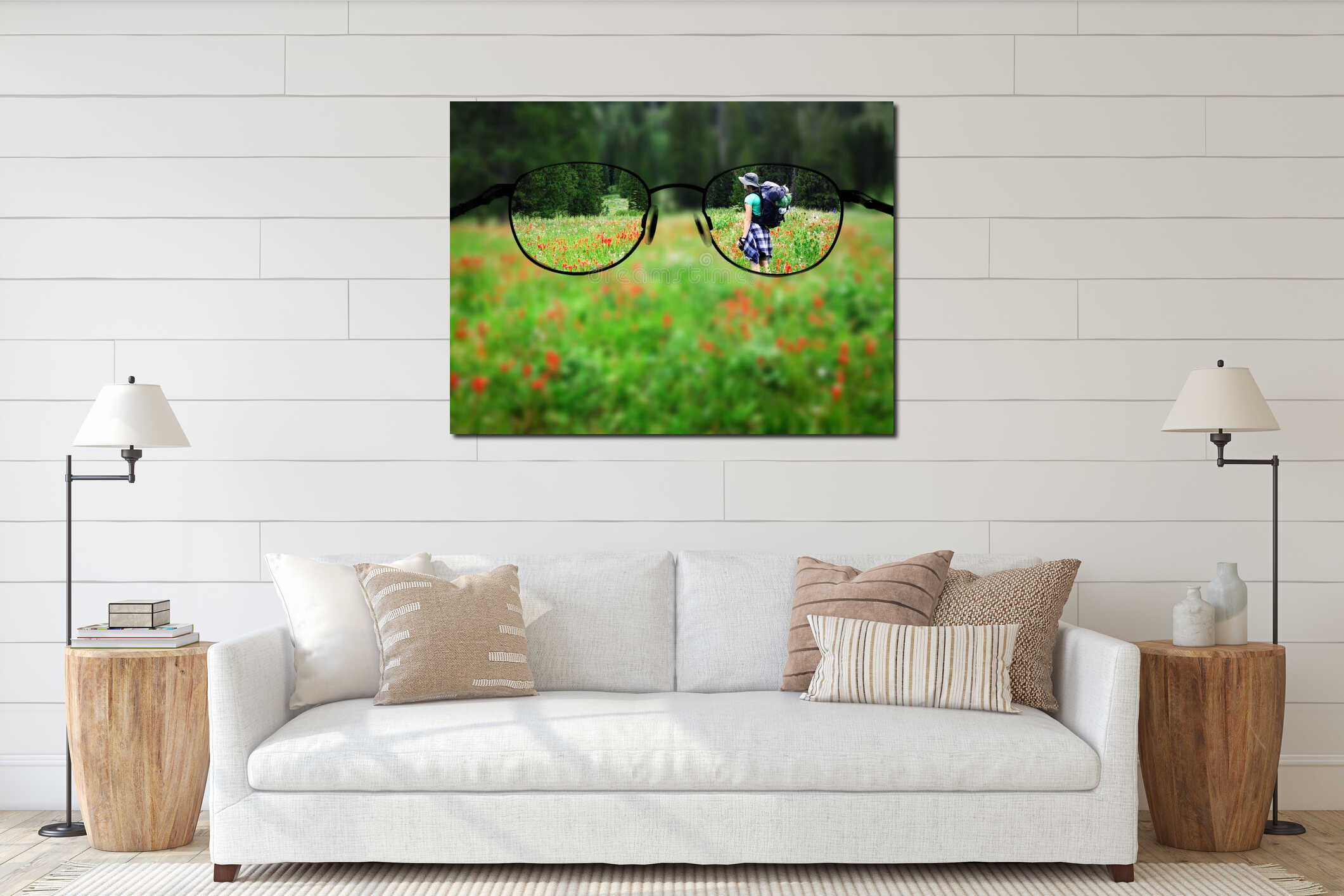 Canvas hanging interior mockup